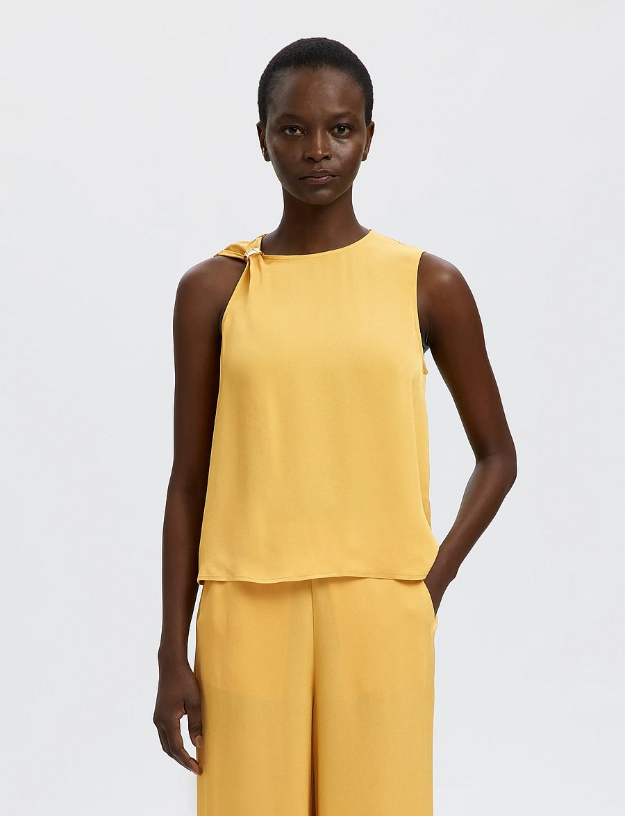 Selected - SLFLAURA SL TRIM TOP B - tanktops - ochre - 0