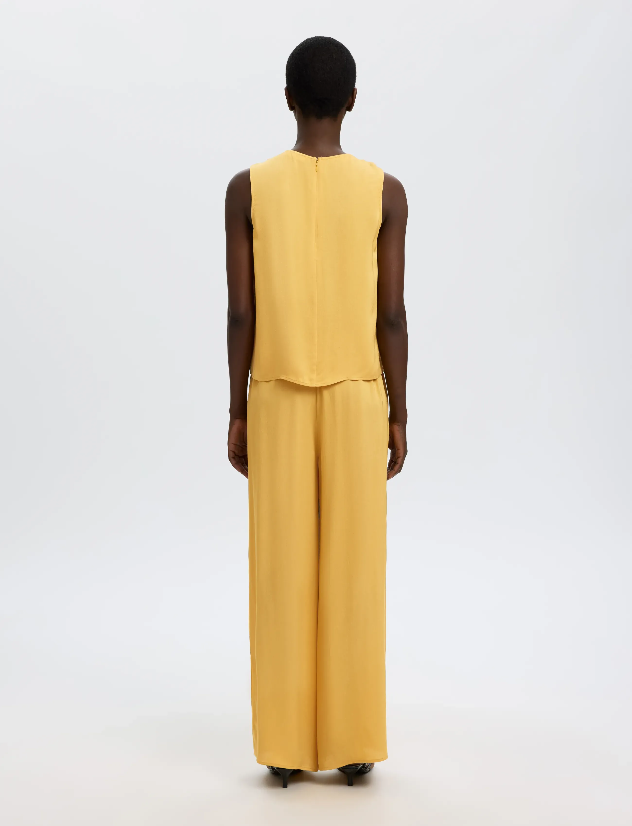 Selected - SLFLAURA SL TRIM TOP B - tanktops - ochre - 2