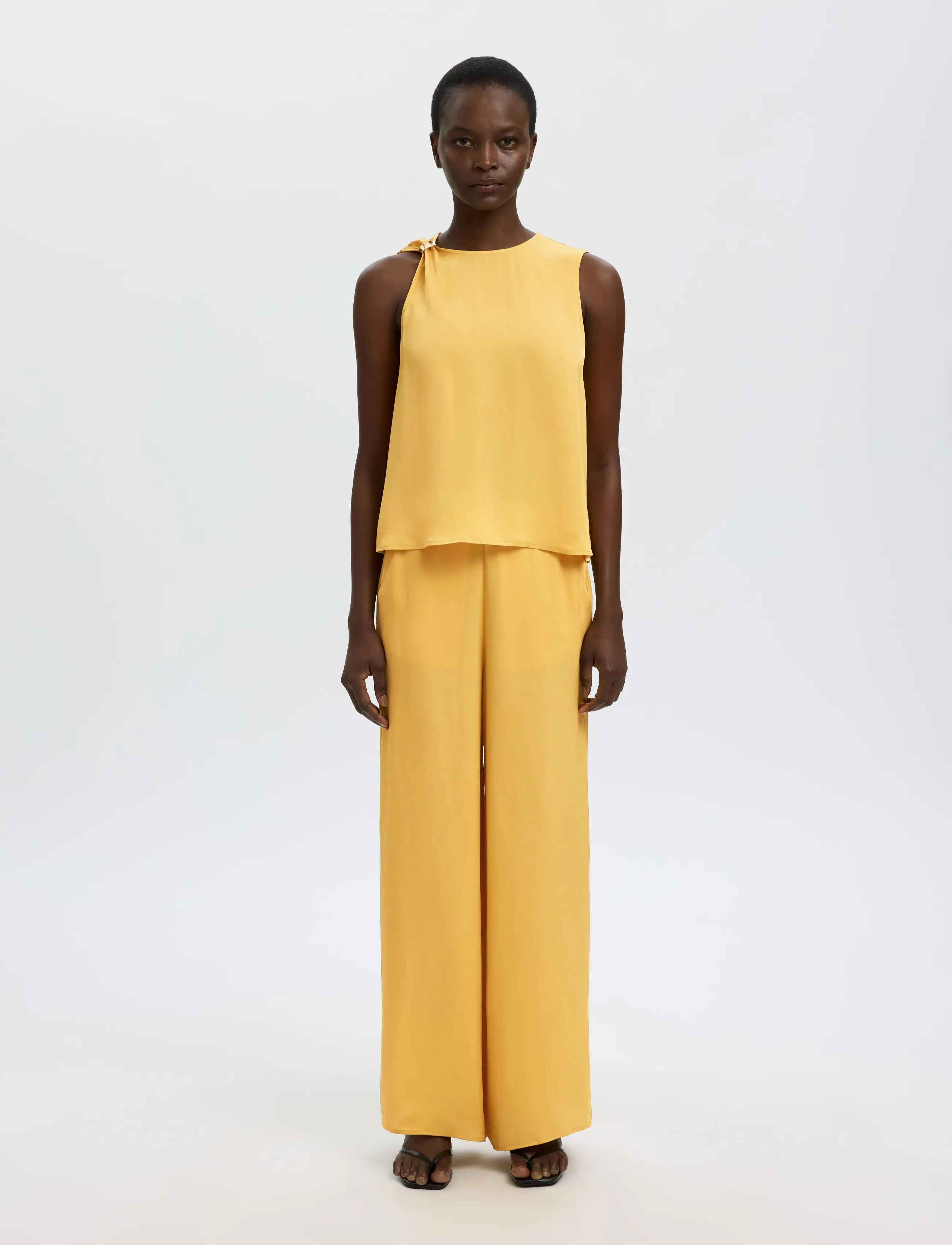 Selected - SLFLAURA SL TRIM TOP B - tanktops - ochre - 3
