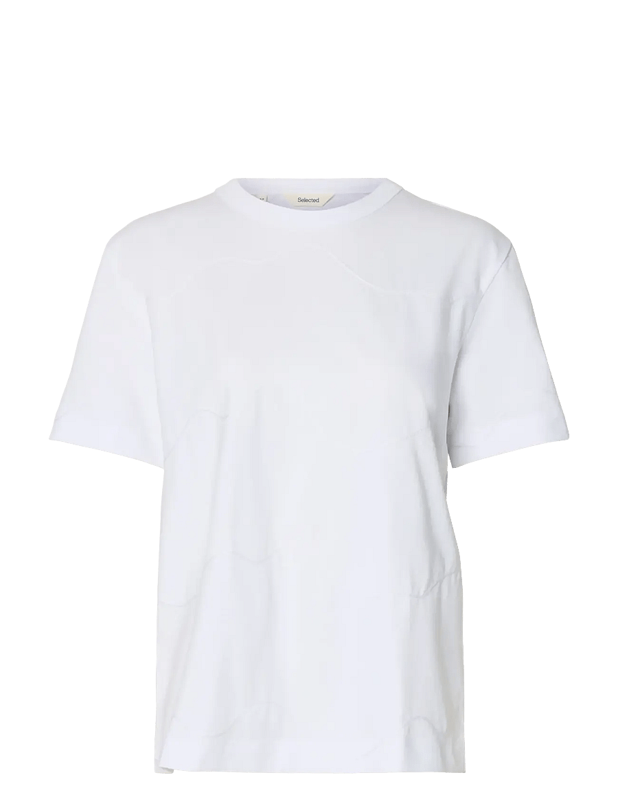 Selected - SLFMILA SS EMBROIDERY TEE - t-särgid - bright white - 1