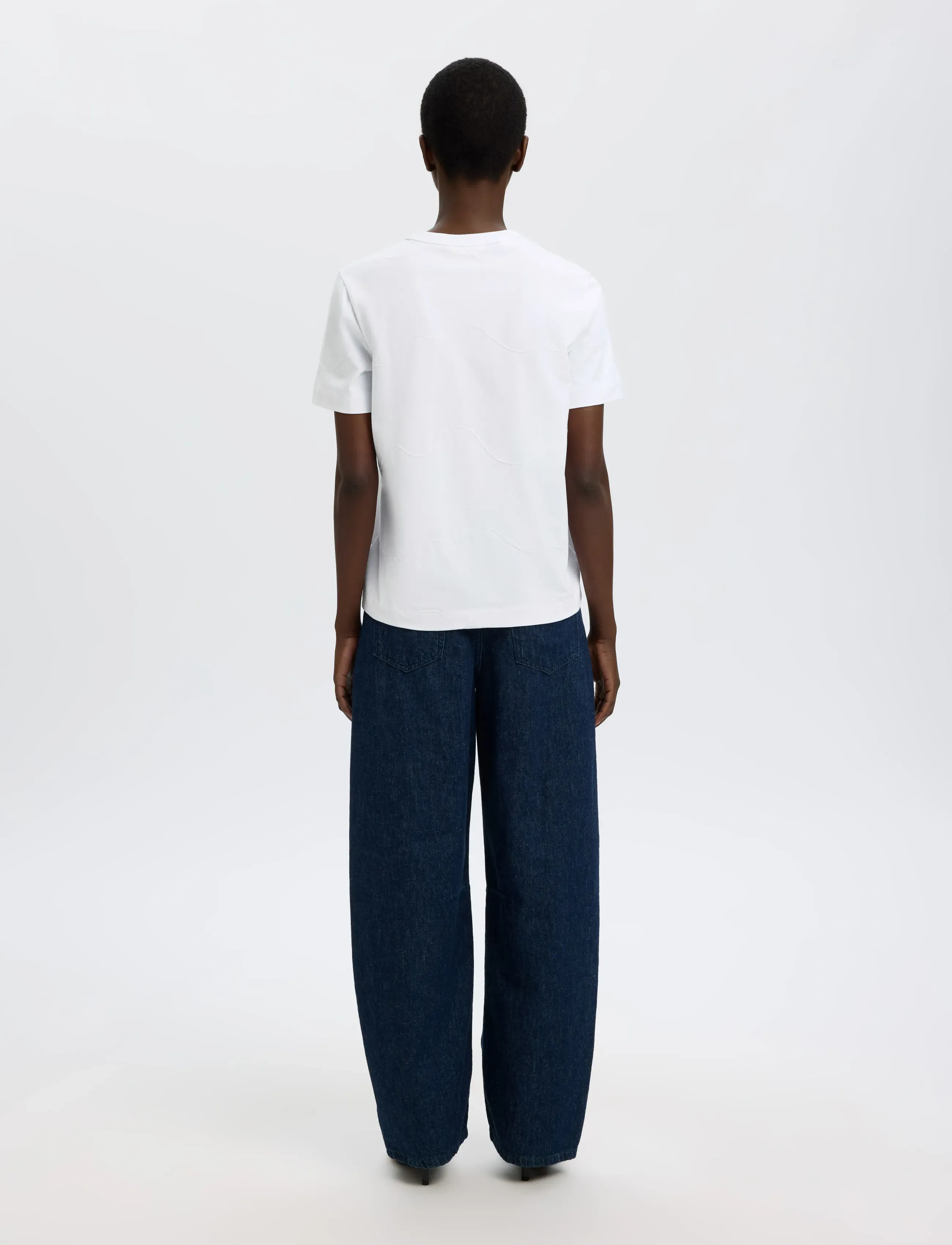 Selected - SLFMILA SS EMBROIDERY TEE - t-shirts - bright white - 2