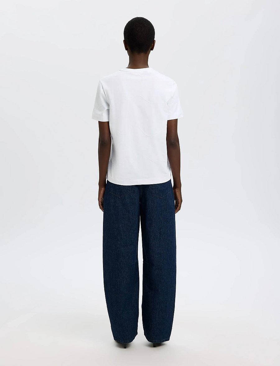 Selected - SLFMILA SS EMBROIDERY TEE - t-särgid - bright white - 2