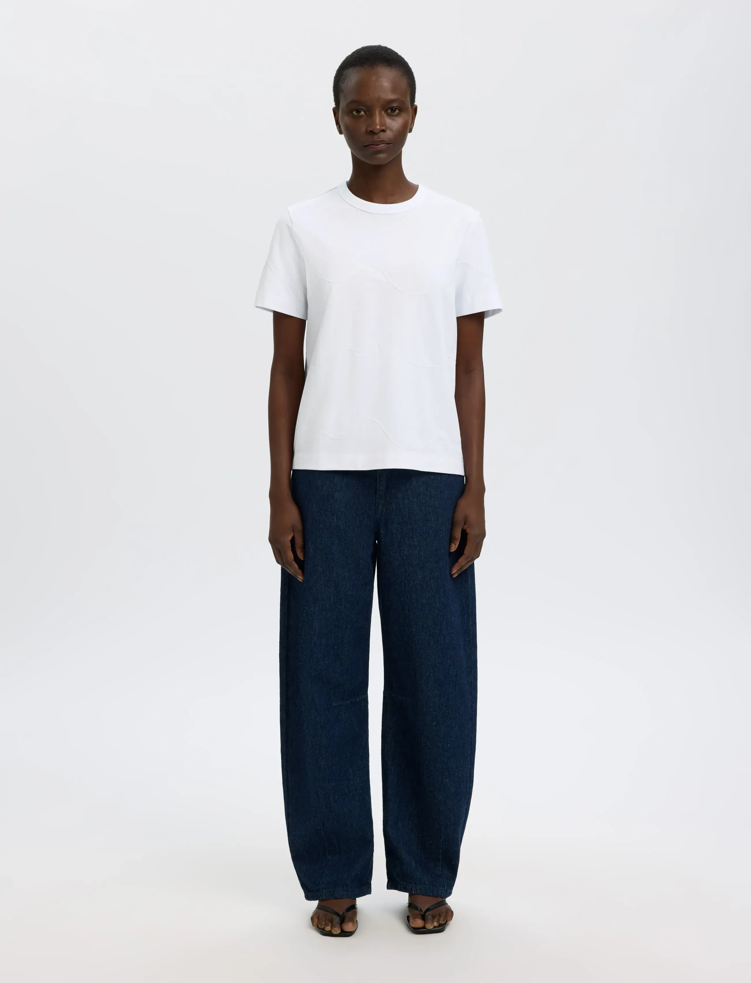 Selected - SLFMILA SS EMBROIDERY TEE - t-shirts - bright white - 3