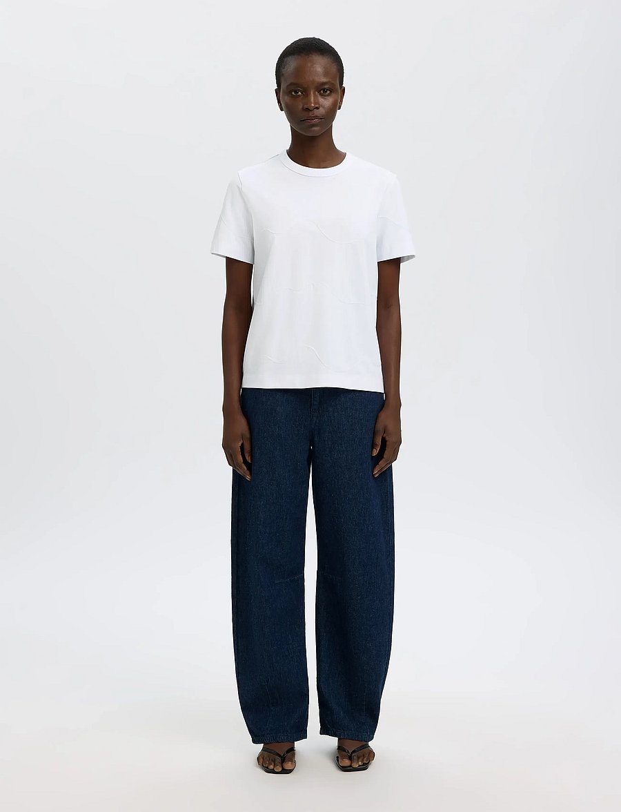 Selected - SLFMILA SS EMBROIDERY TEE - t-särgid - bright white - 3