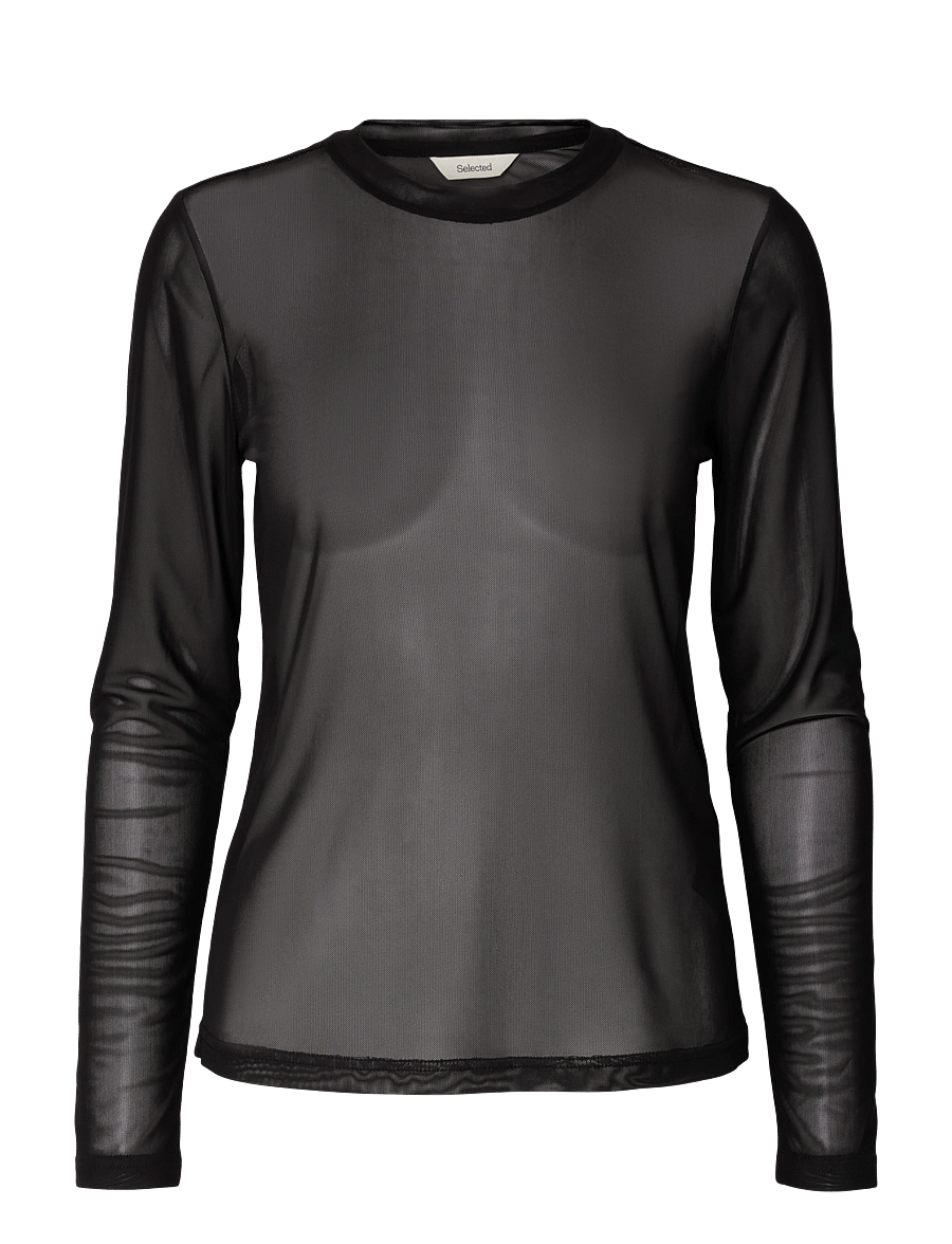Selected - SLWOLGA LS TOP EX - black - 1
