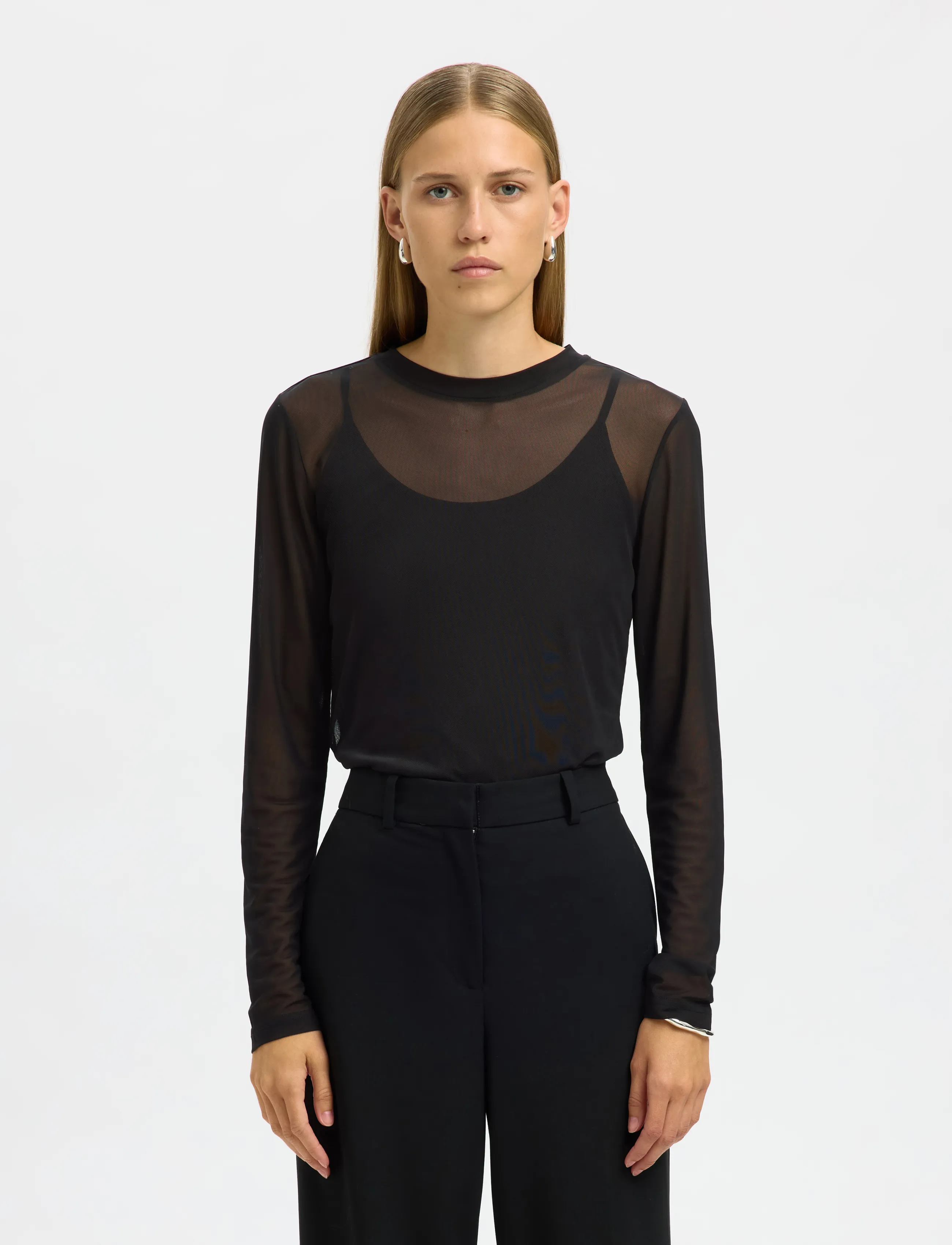 Selected SLWOLGA LS TOP EX - Selected - BLACK / black