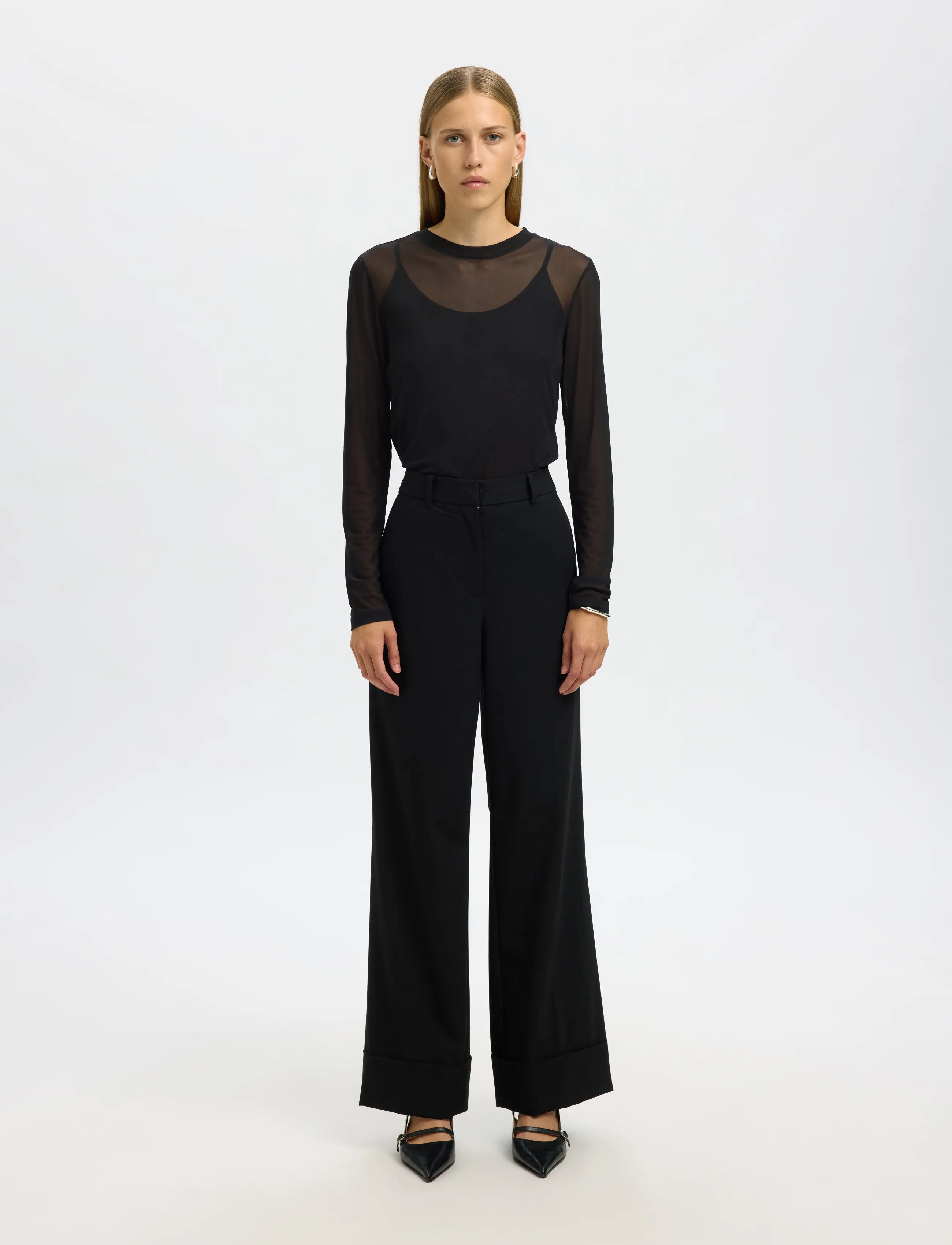 Selected - SLWOLGA LS TOP EX - black - 3
