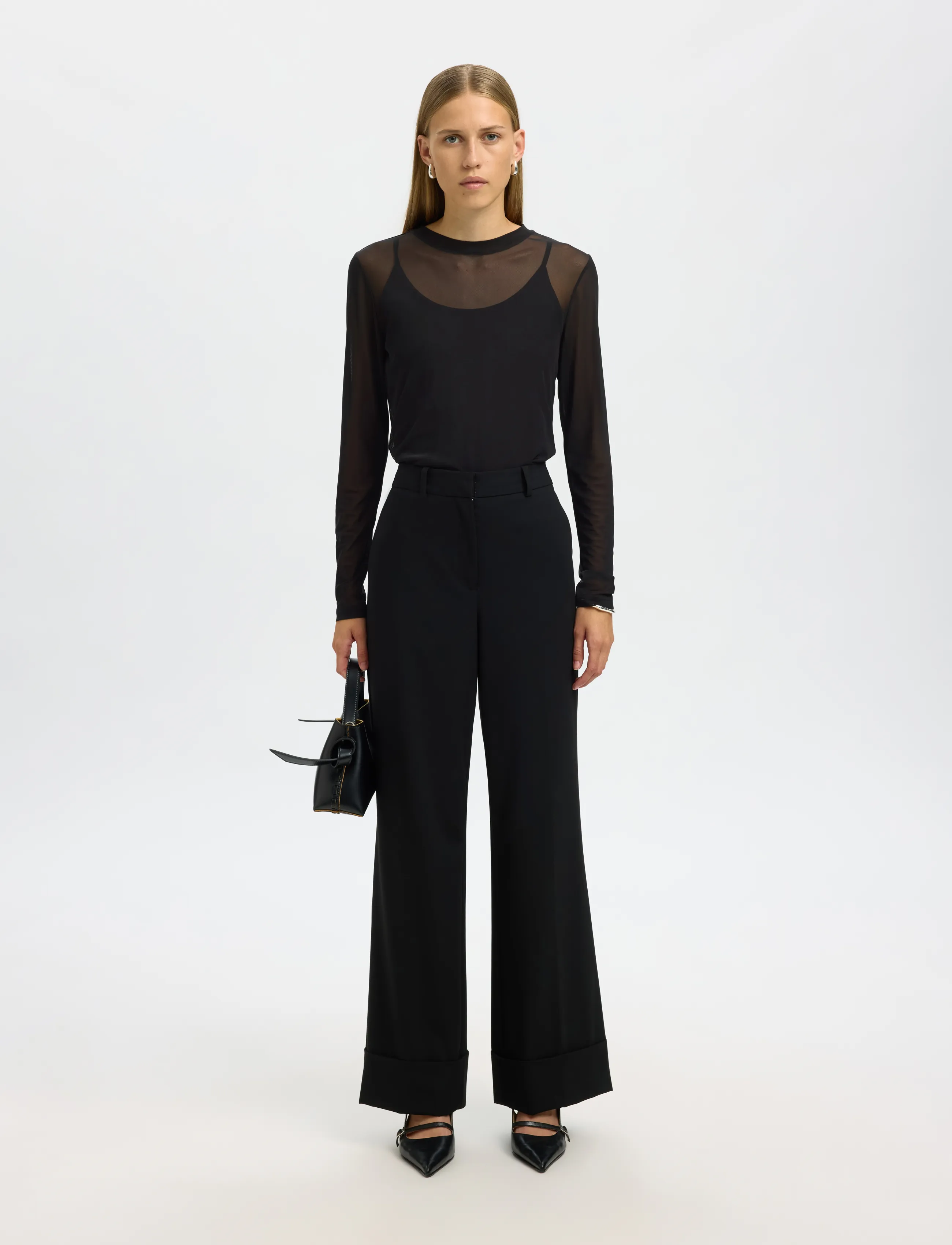 Selected - SLWOLGA LS TOP EX - black - 5