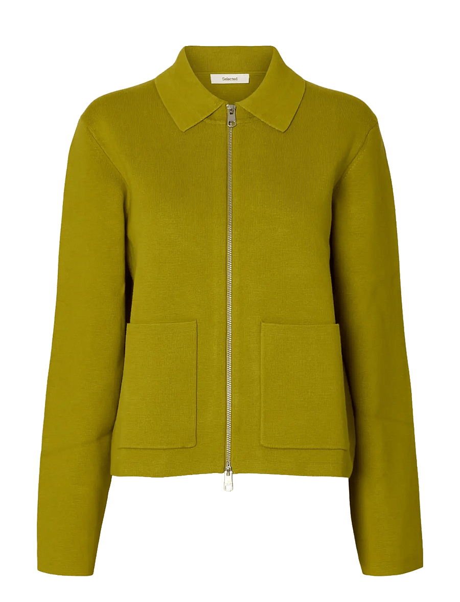 Selected - SLWMIKA LS KNIT CARDIGAN - strickjacken - avocado oil - 1