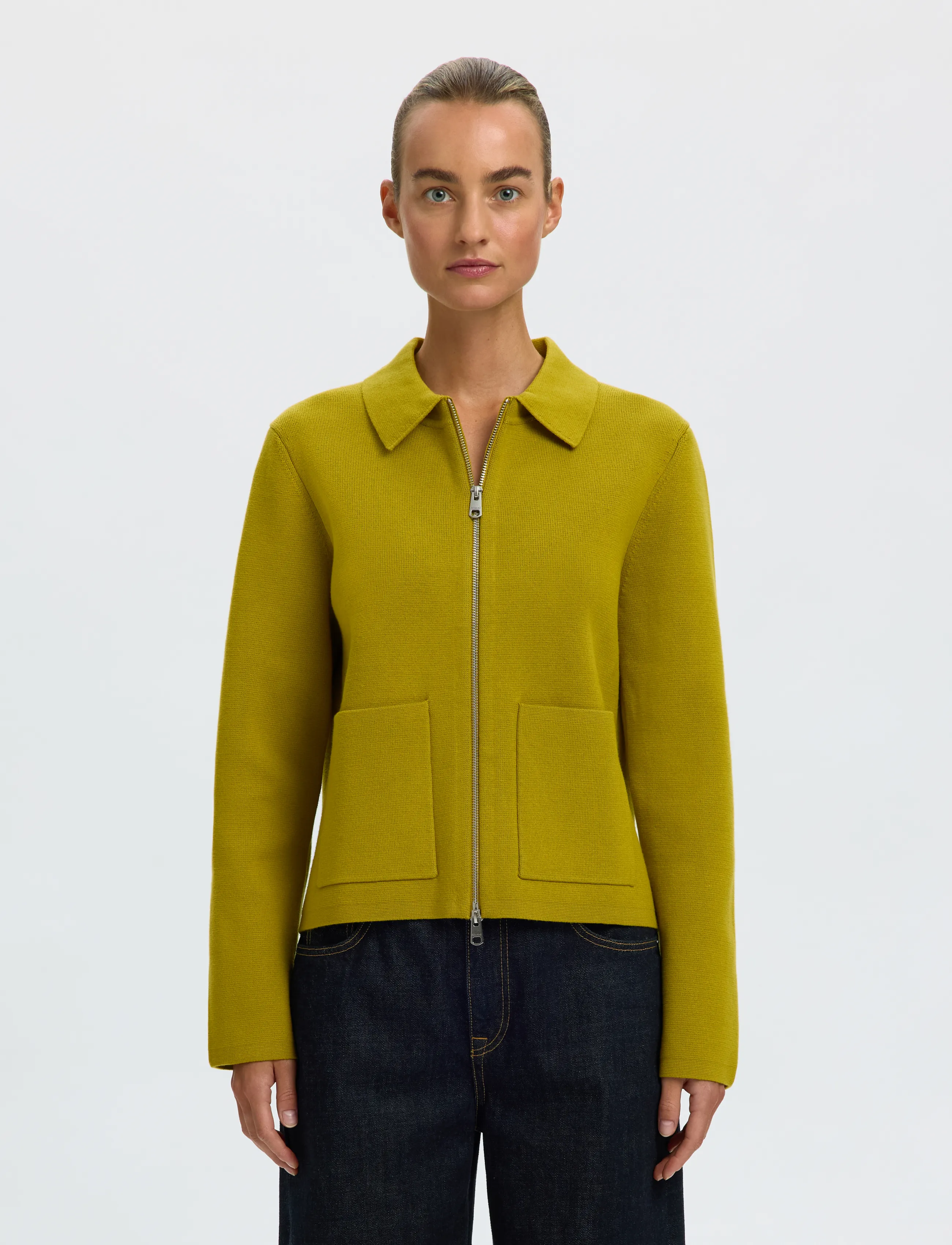 Selected SLWMIKA LS KNIT CARDIGAN - Selected - AVOCADO OIL / green