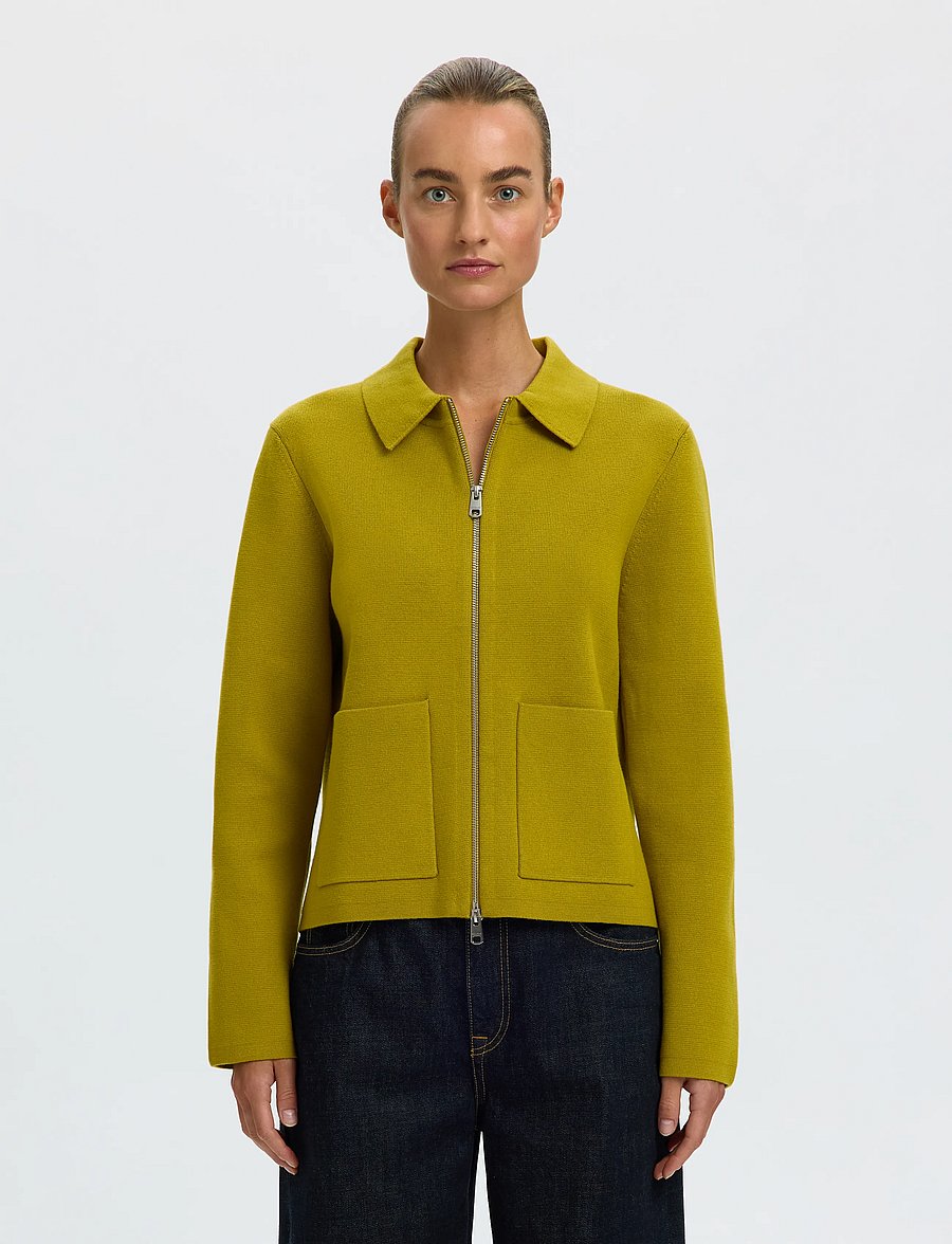 Selected - SLWMIKA LS KNIT CARDIGAN - strickjacken - avocado oil - 0