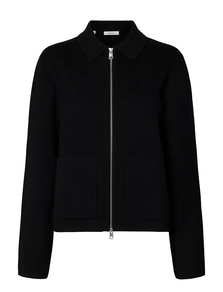 Selected - SLWMIKA LS KNIT CARDIGAN - cardigans - black - 1
