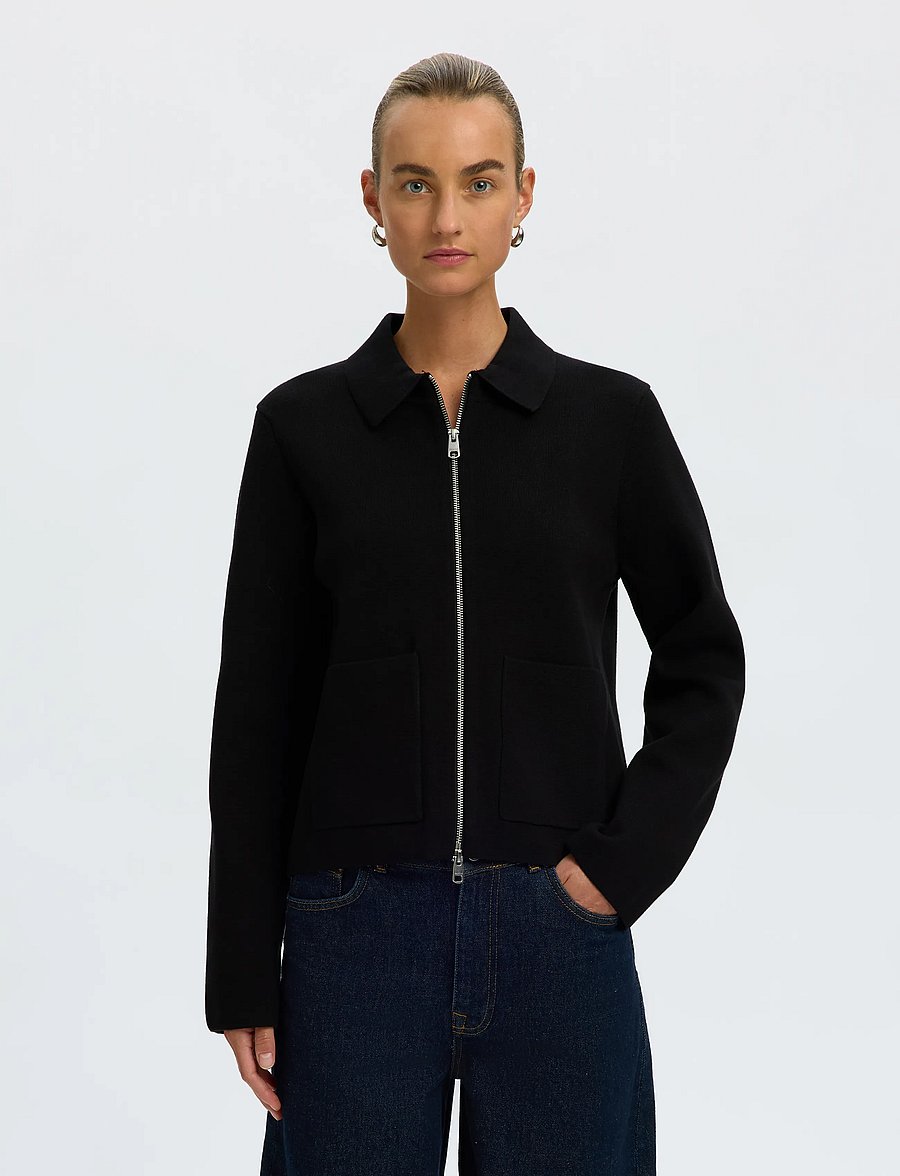Selected - SLWMIKA LS KNIT CARDIGAN - cardigans - black - 0