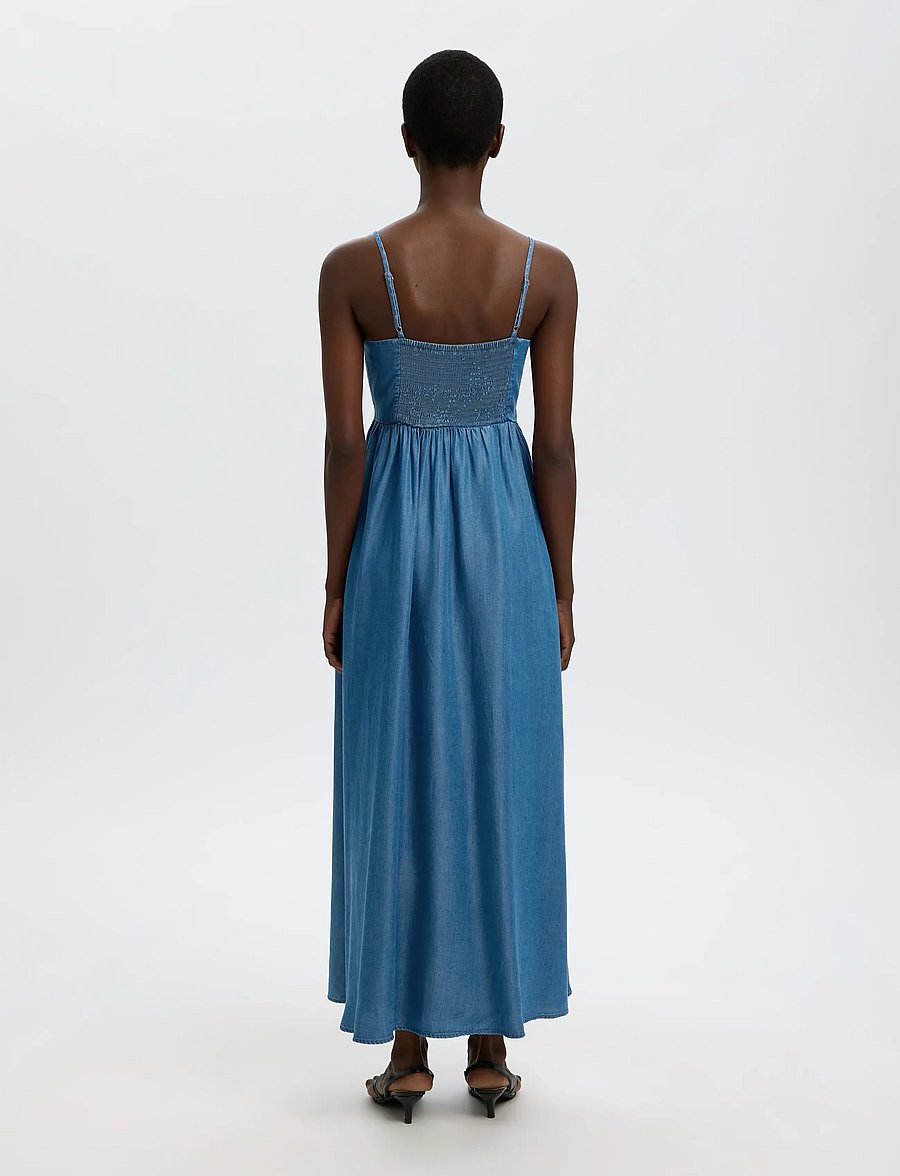 Selected - SLFJANNA REGULAR SL ANKLE DRESS B - maxikleider - medium blue denim - 2
