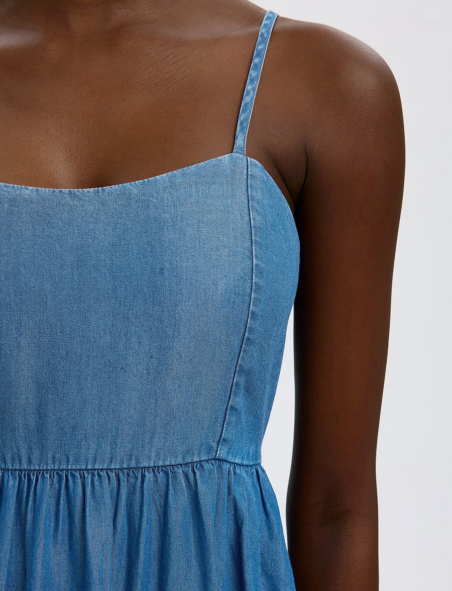 Selected - SLFJANNA REGULAR SL ANKLE DRESS B - maxikleider - medium blue denim - 4