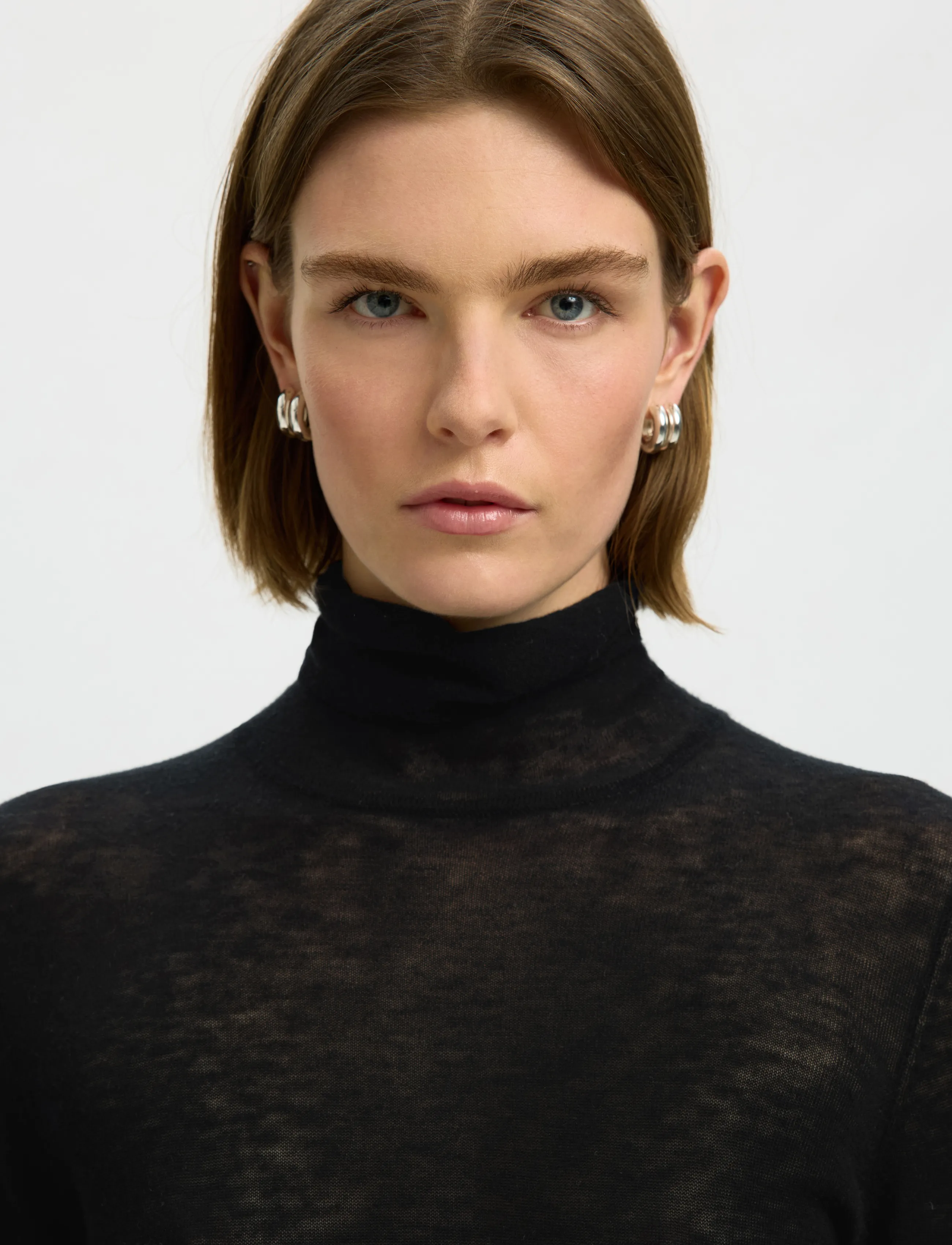 Selected - SLWVENDY WOOL LS KNIT ROLL NECK NOOS - jumpers - black - 4
