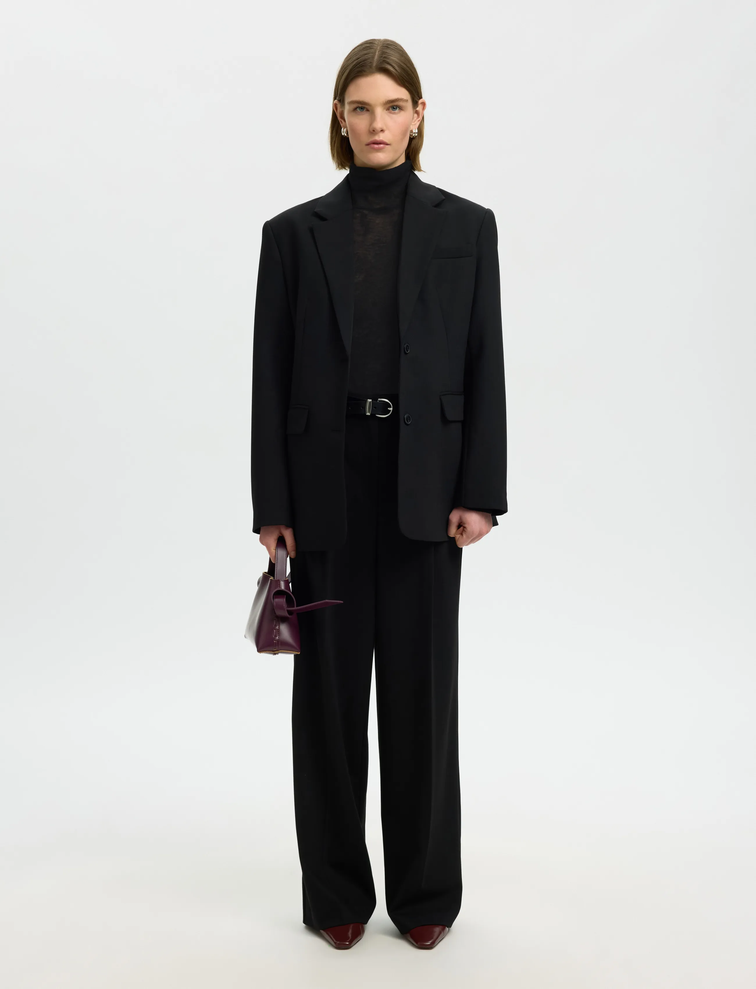 Selected - SLWVENDY WOOL LS KNIT ROLL NECK NOOS - jumpers - black - 5