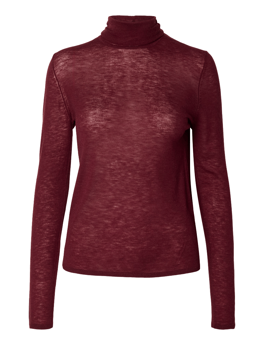 Selected - SLWVENDY WOOL LS KNIT ROLL NECK NOOS - striktrøjer - tawny port - 1