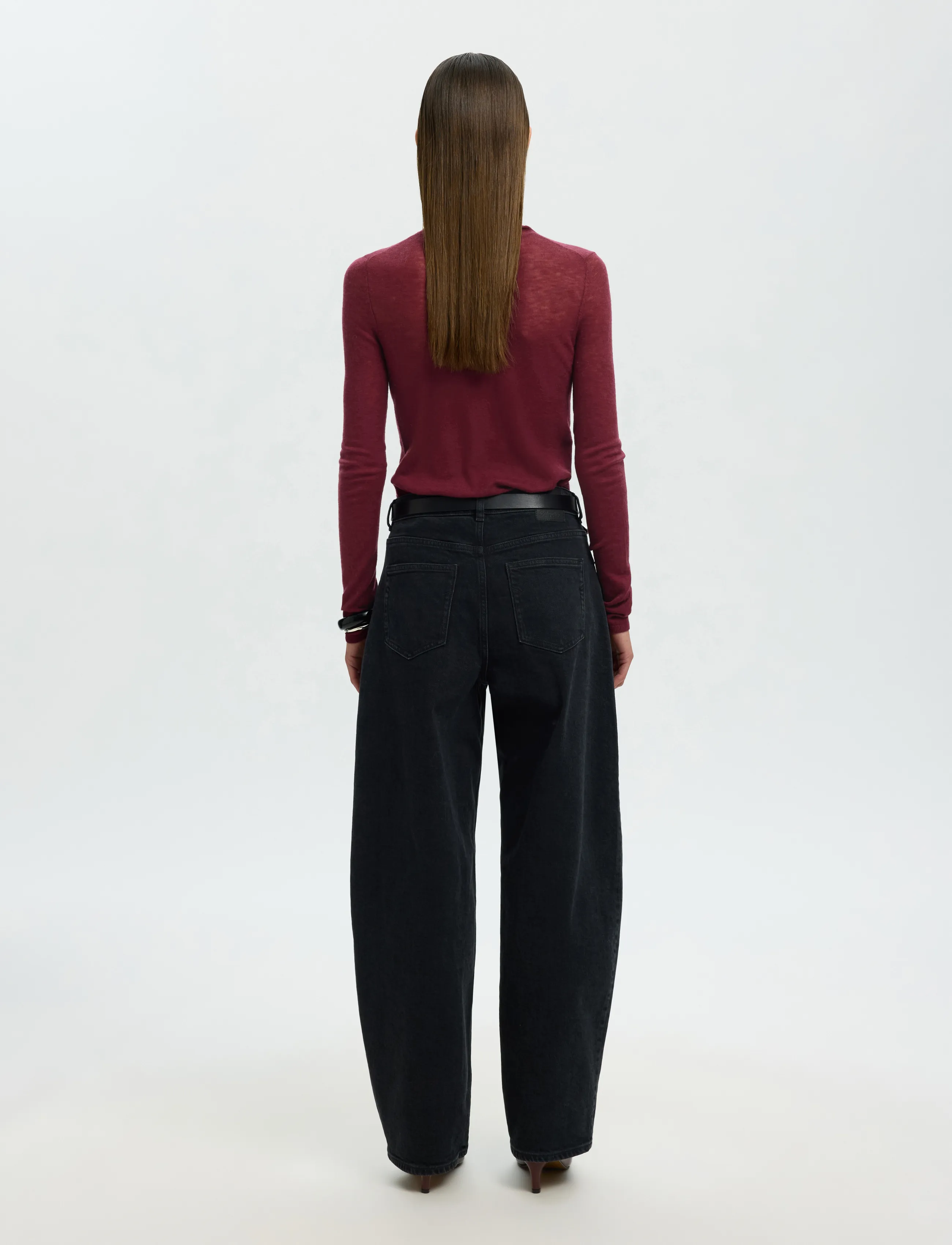 Selected - SLWVENDY WOOL LS KNIT ROLL NECK NOOS - striktrøjer - tawny port - 2