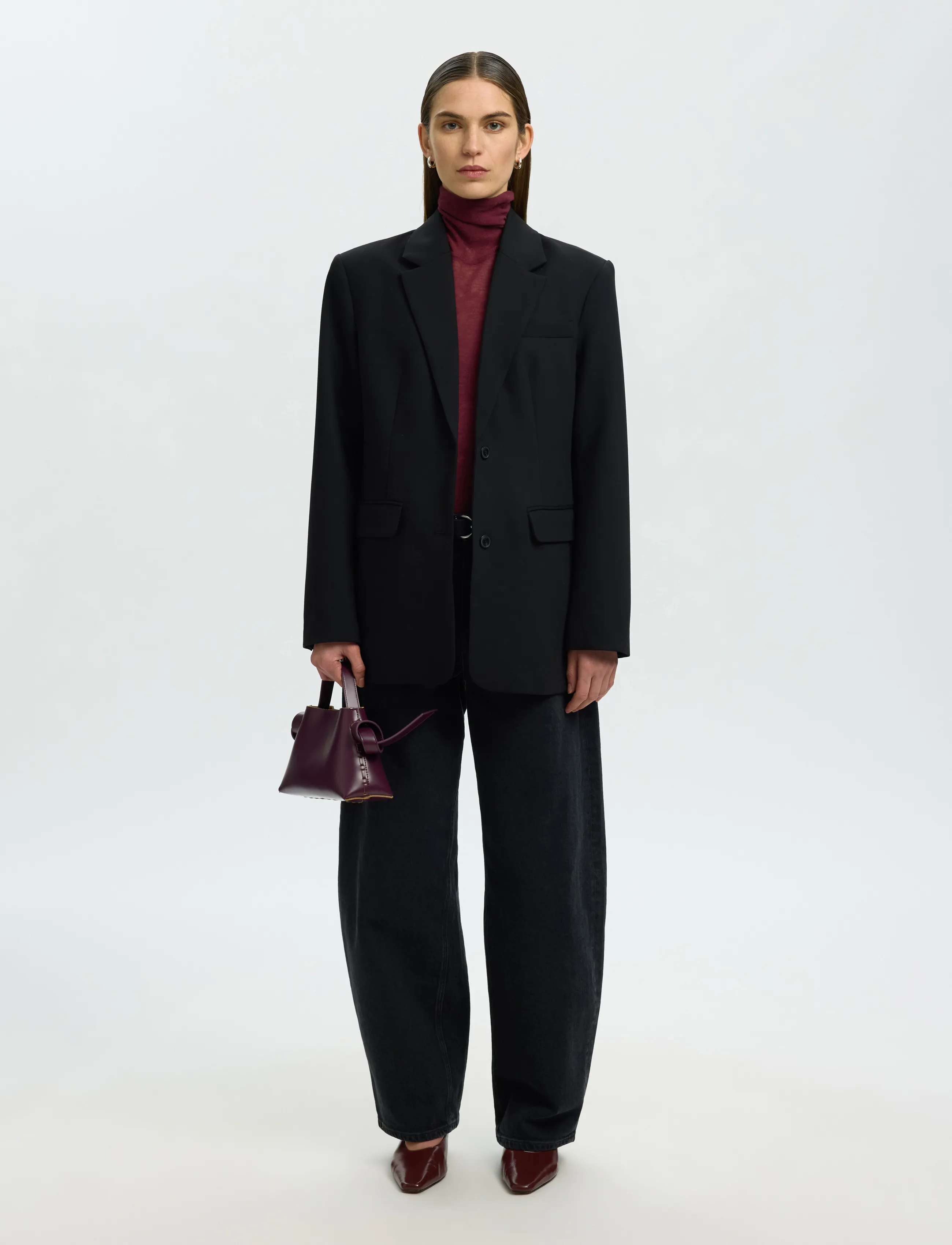 Selected - SLWVENDY WOOL LS KNIT ROLL NECK NOOS - striktrøjer - tawny port - 5