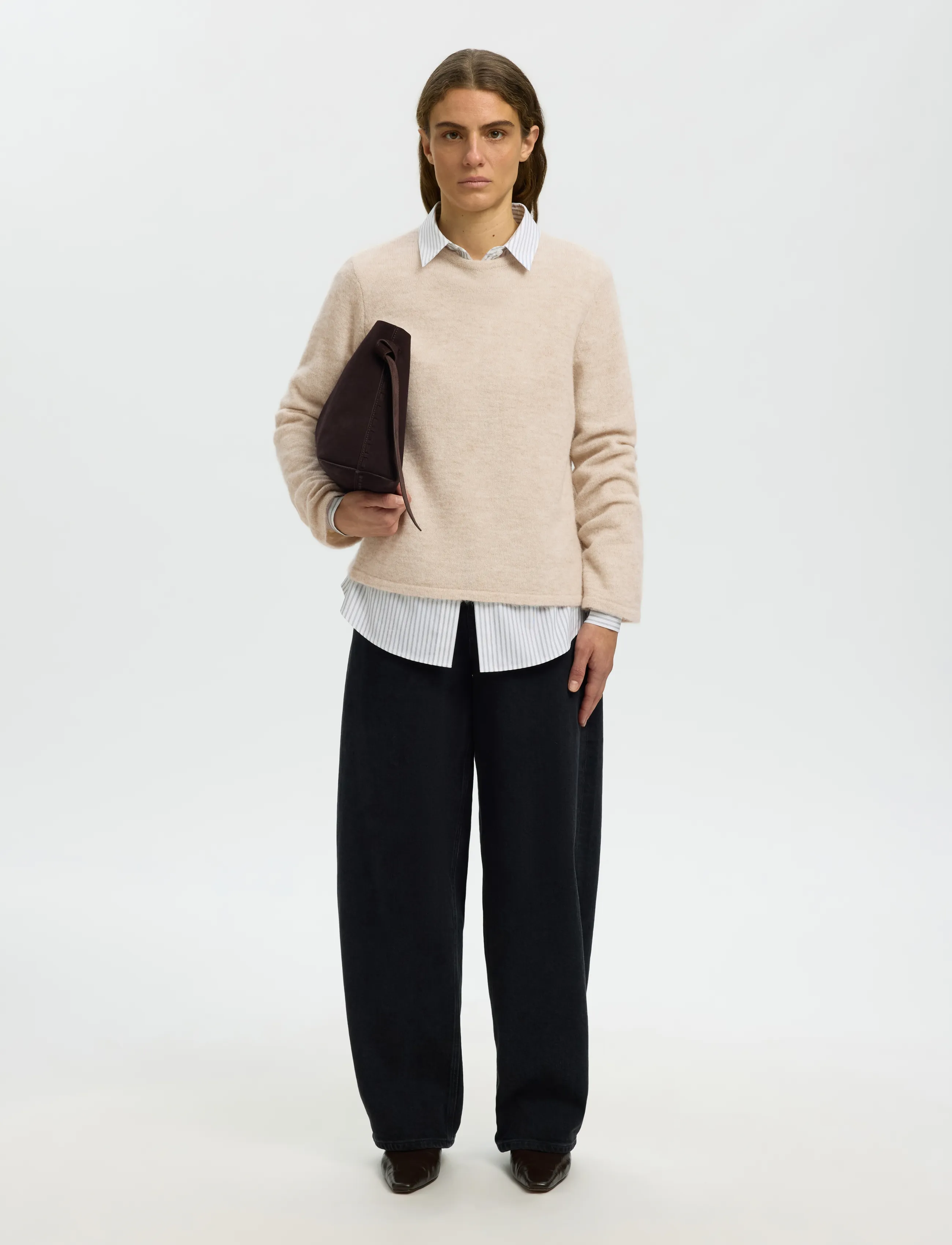 Selected - SLWLULU NEW LS KNIT O-NECK NOOS - pullover - birch - 3