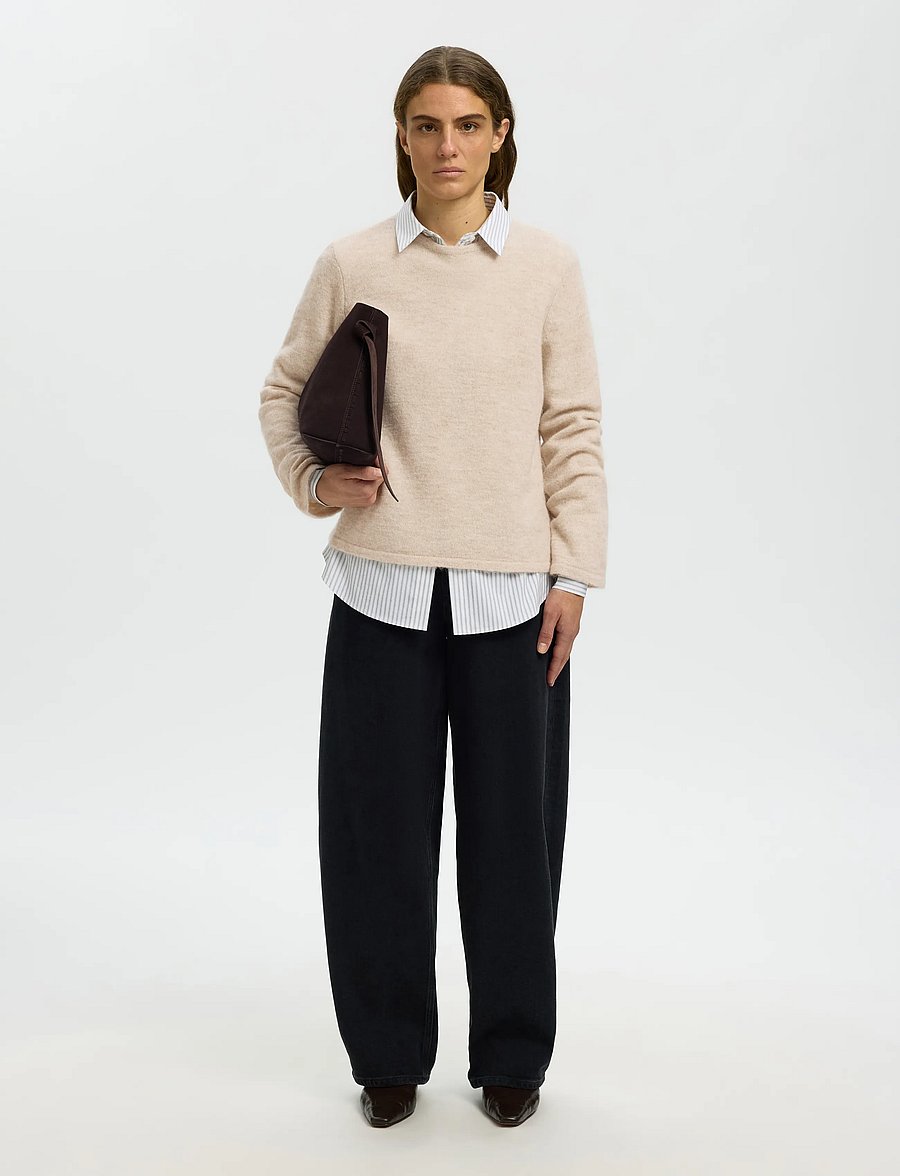 Selected - SLWLULU NEW LS KNIT O-NECK NOOS - pullover - birch - 3
