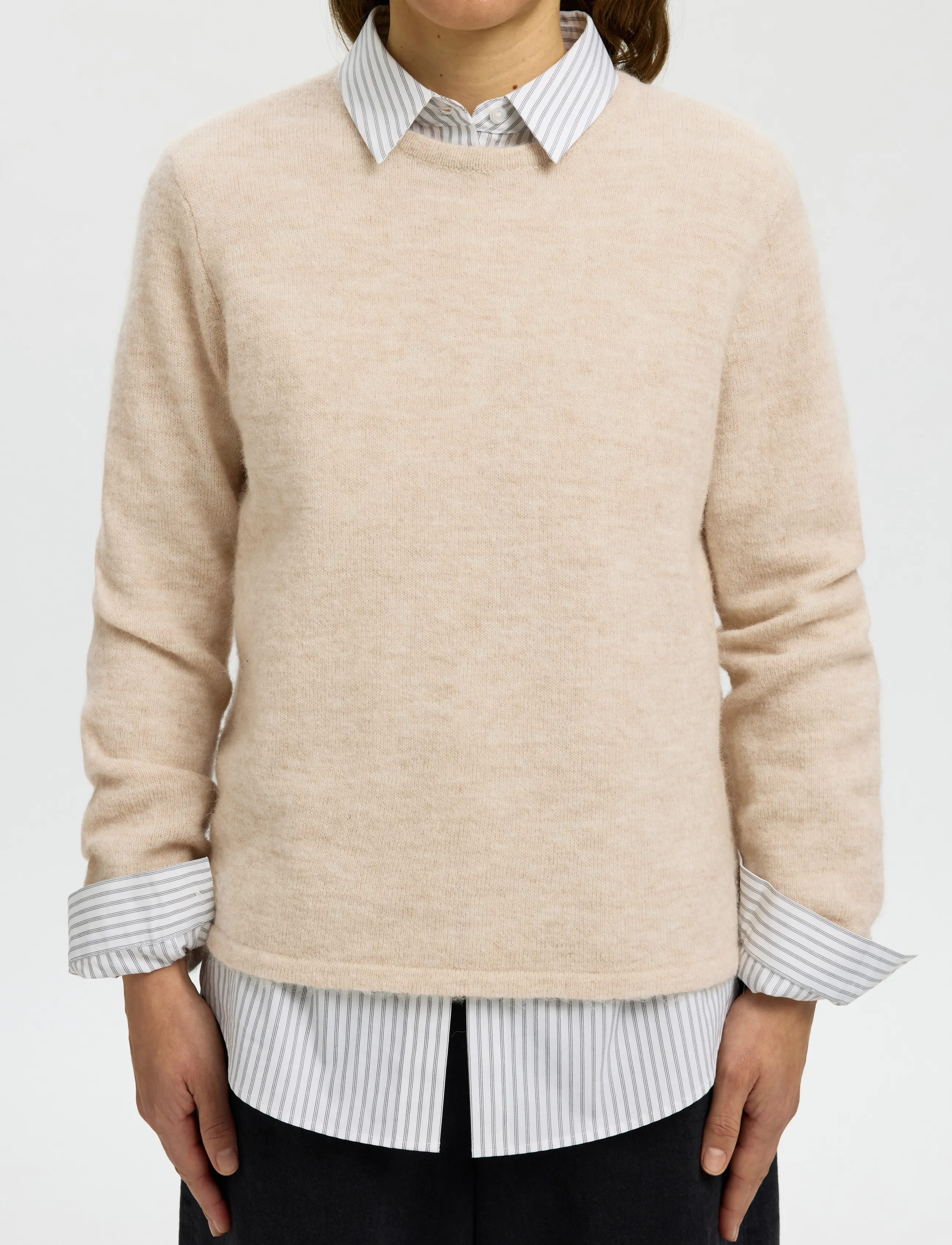 Selected - SLWLULU NEW LS KNIT O-NECK NOOS - pullover - birch - 4