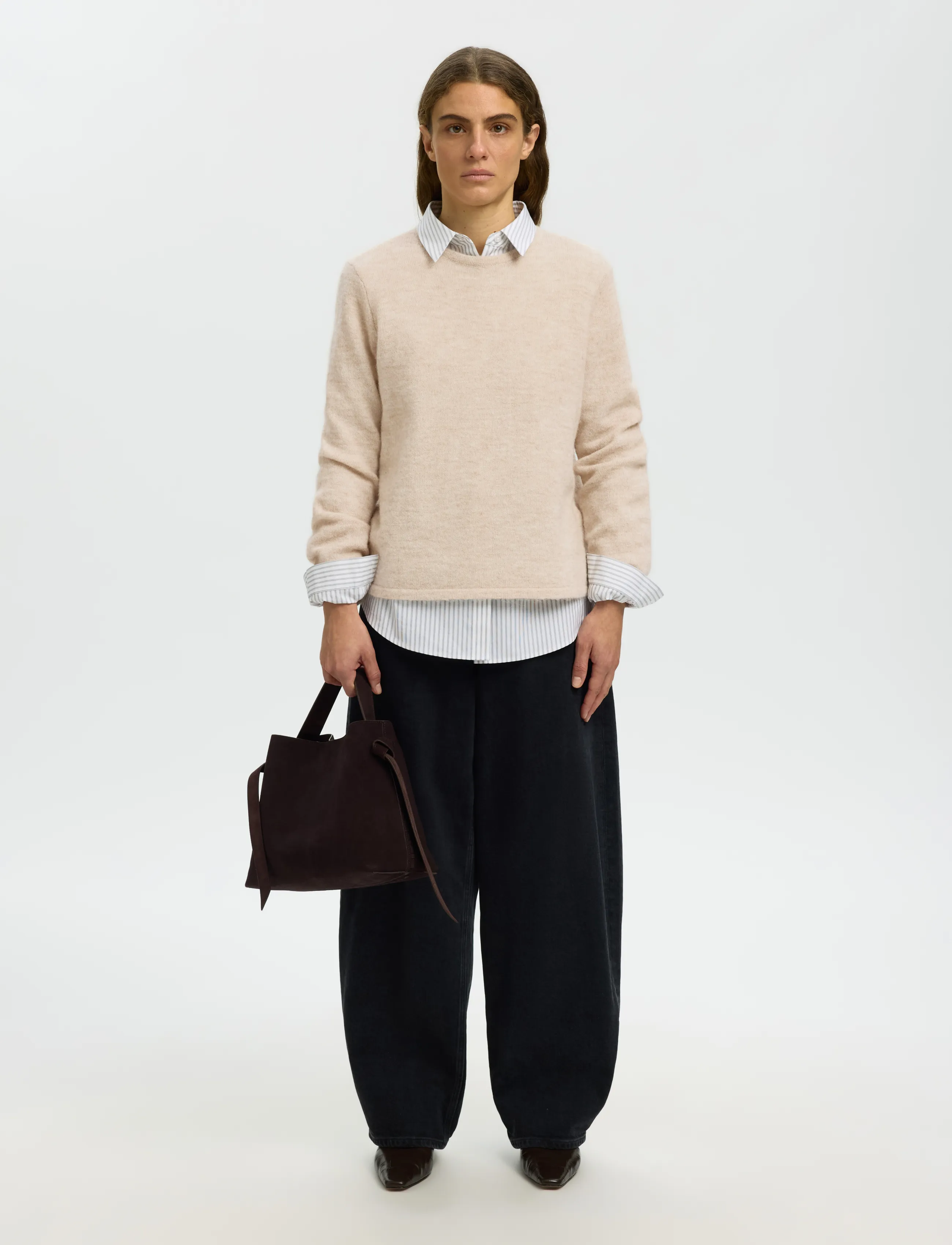 Selected - SLWLULU NEW LS KNIT O-NECK NOOS - pullover - birch - 5