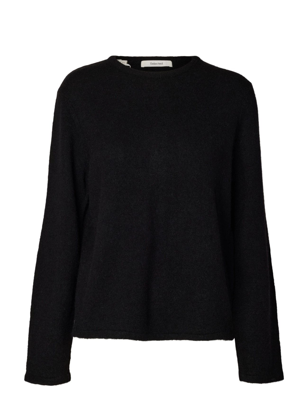 Selected SLWLULU NEW LS KNIT O-NECK NOOS - Strik - BLACK / black
