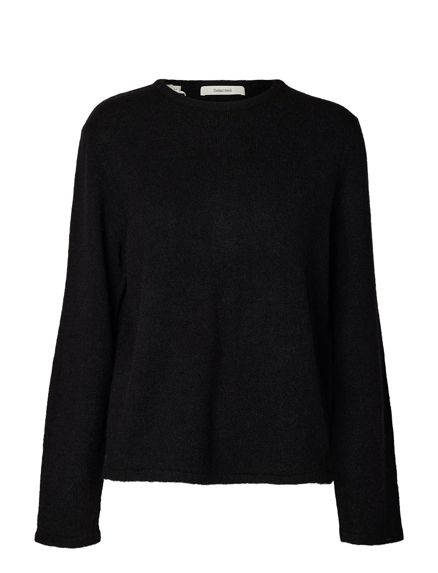 Selected - SLWLULU NEW LS KNIT O-NECK NOOS - kampsunid - black - 1