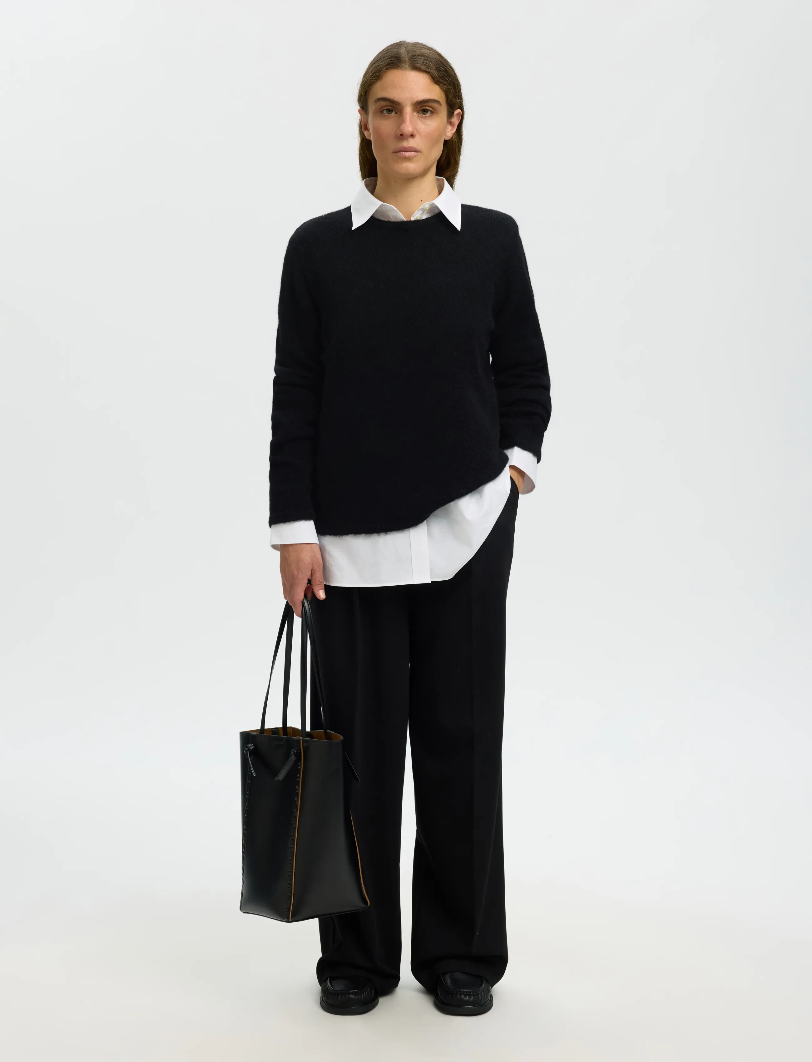 Selected - SLWLULU NEW LS KNIT O-NECK NOOS - black - 3