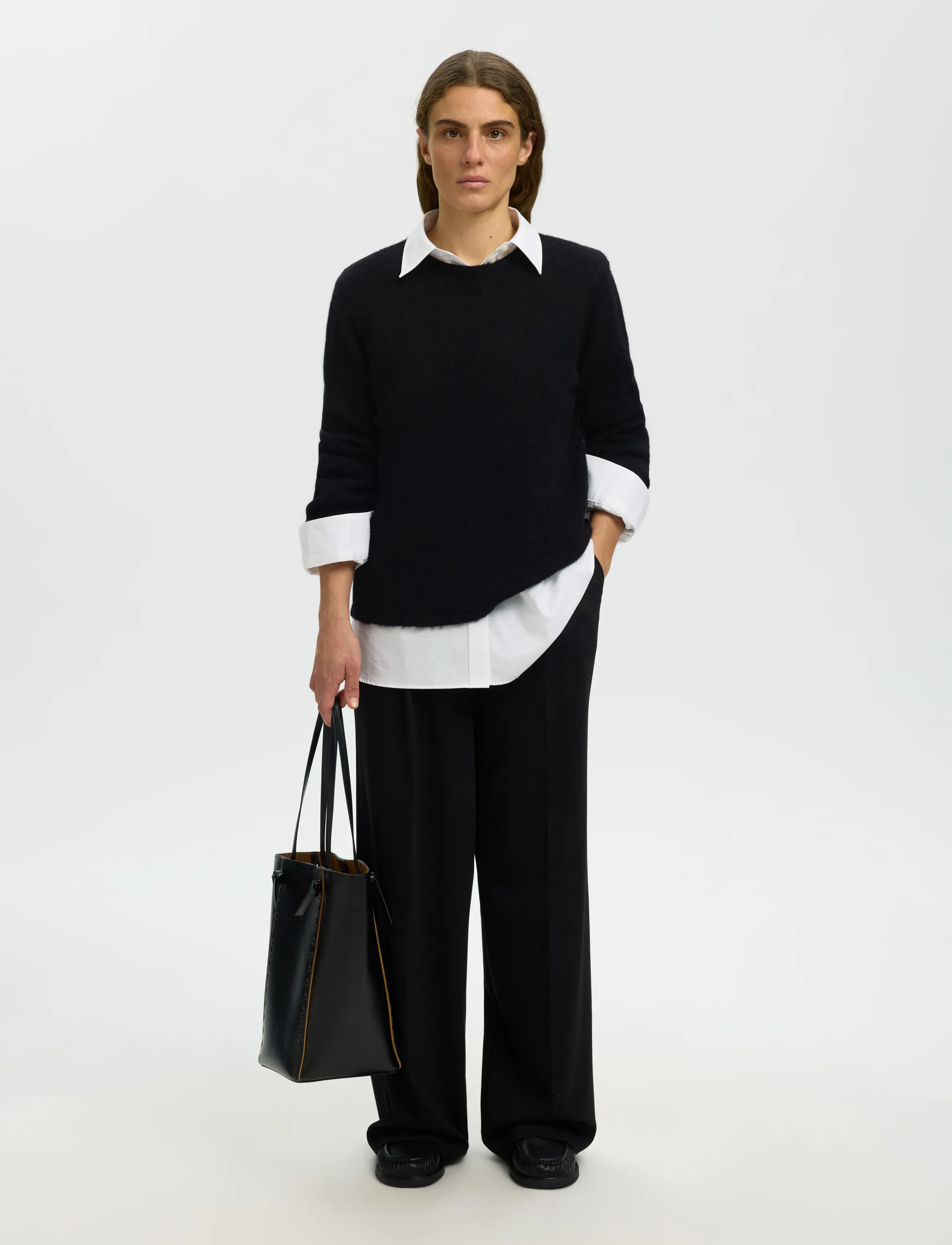 Selected - SLWLULU NEW LS KNIT O-NECK NOOS - black - 5