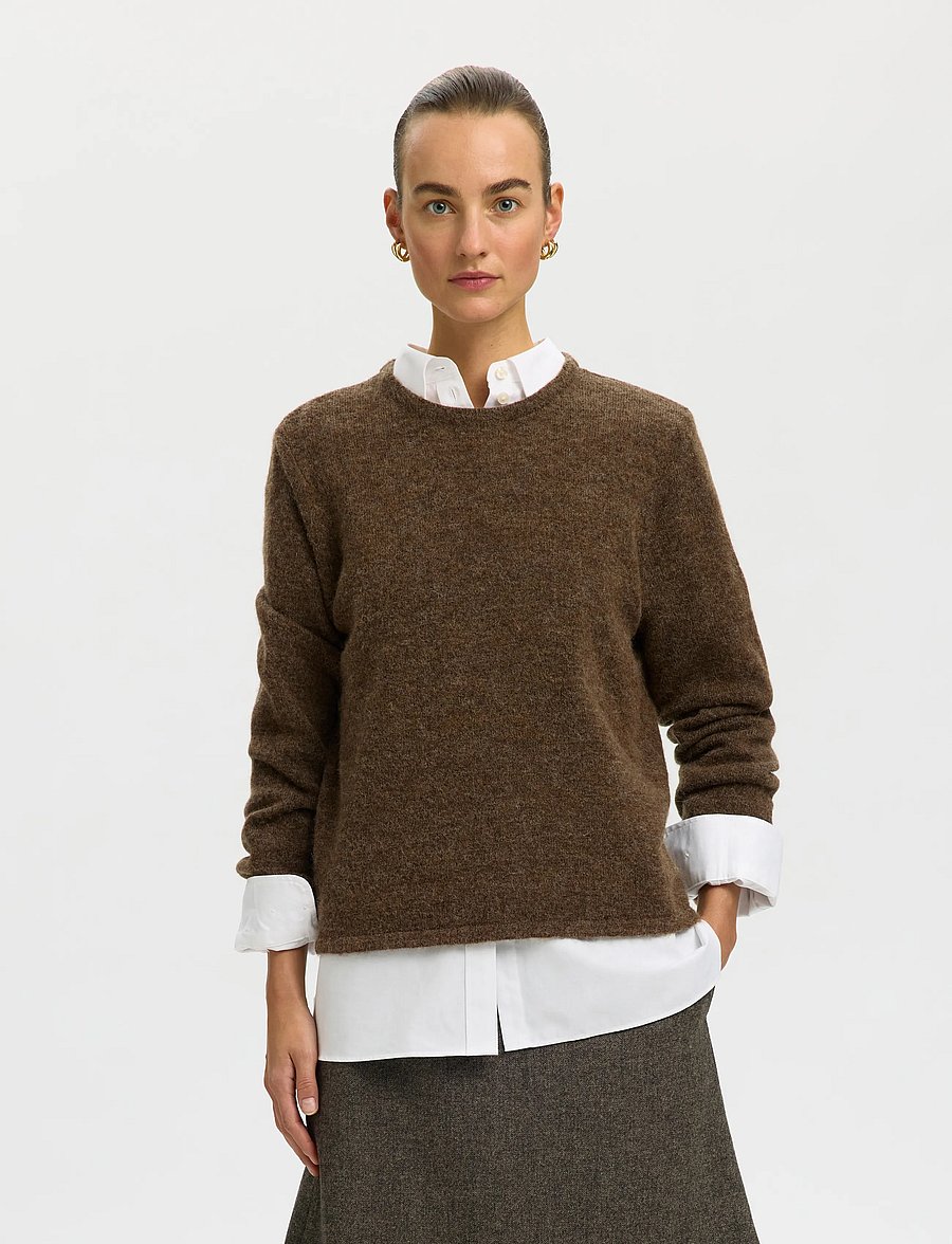 Selected - SLWLULU NEW LS KNIT O-NECK NOOS - kampsunid - dachshund - 0