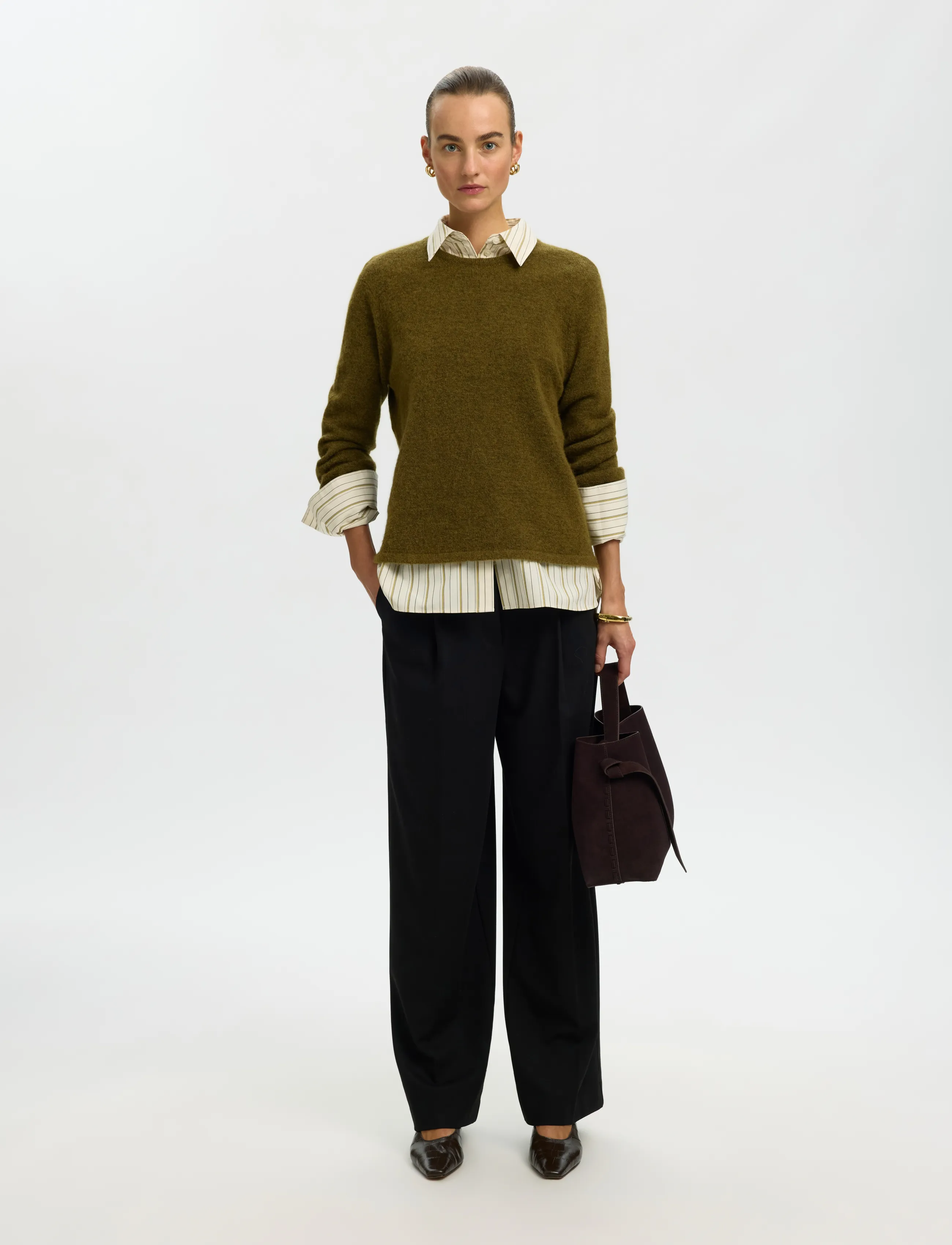 Selected - SLWLULU NEW LS KNIT O-NECK NOOS - jumpers - fir green - 3