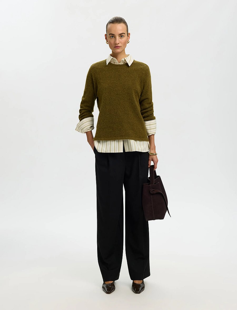 Selected - SLWLULU NEW LS KNIT O-NECK NOOS - pullover - fir green - 3