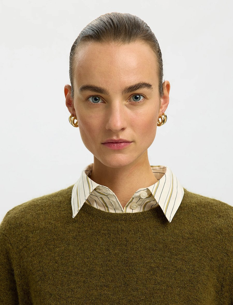 Selected - SLWLULU NEW LS KNIT O-NECK NOOS - pullover - fir green - 4