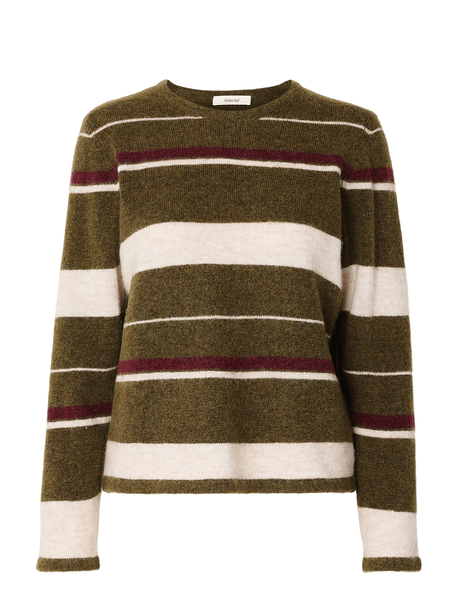 Selected - SLWLULU NEW LS KNIT O-NECK NOOS - pullover - fir green - 1
