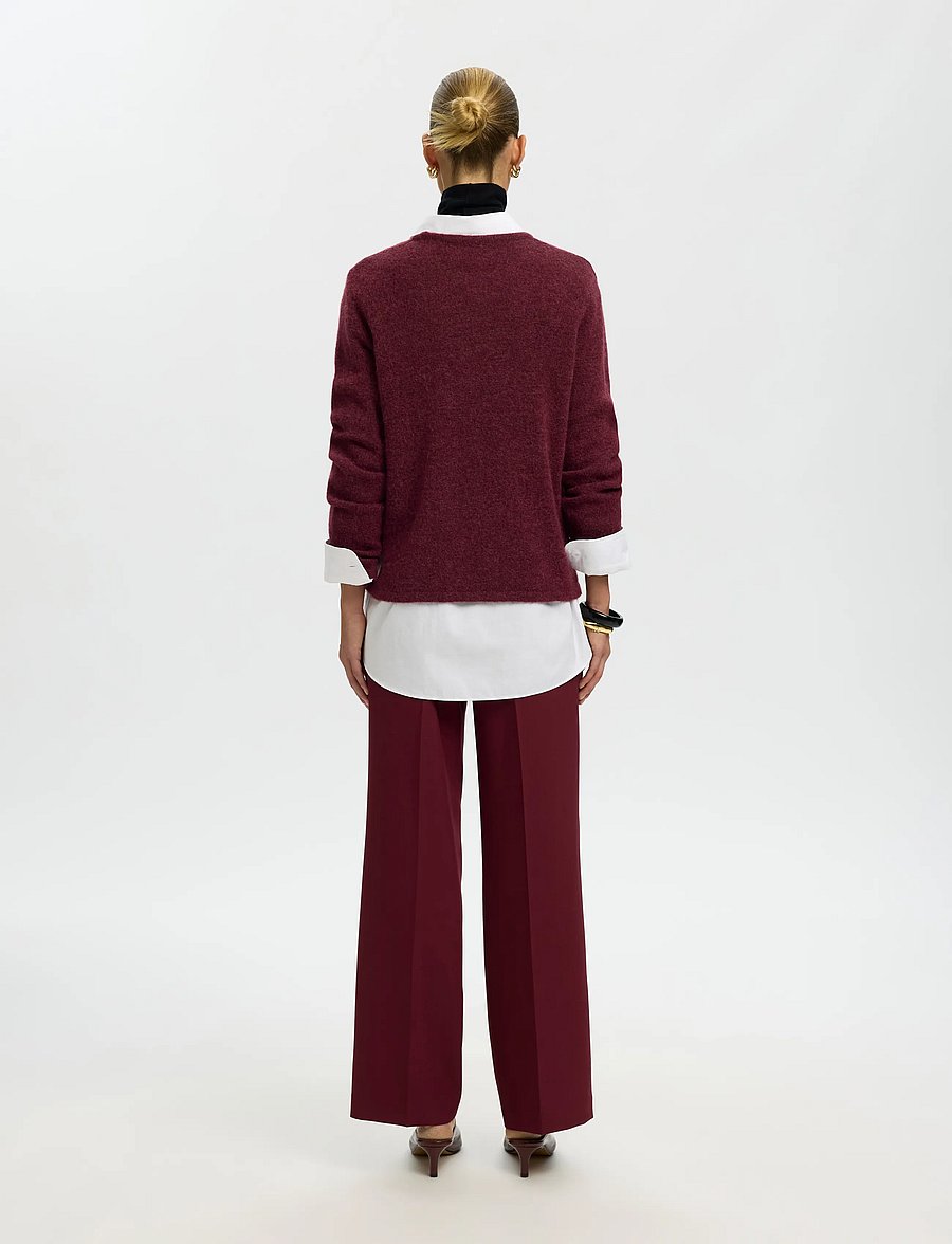 Selected - SLWLULU NEW LS KNIT O-NECK NOOS - striktrøjer - tawny port - 2