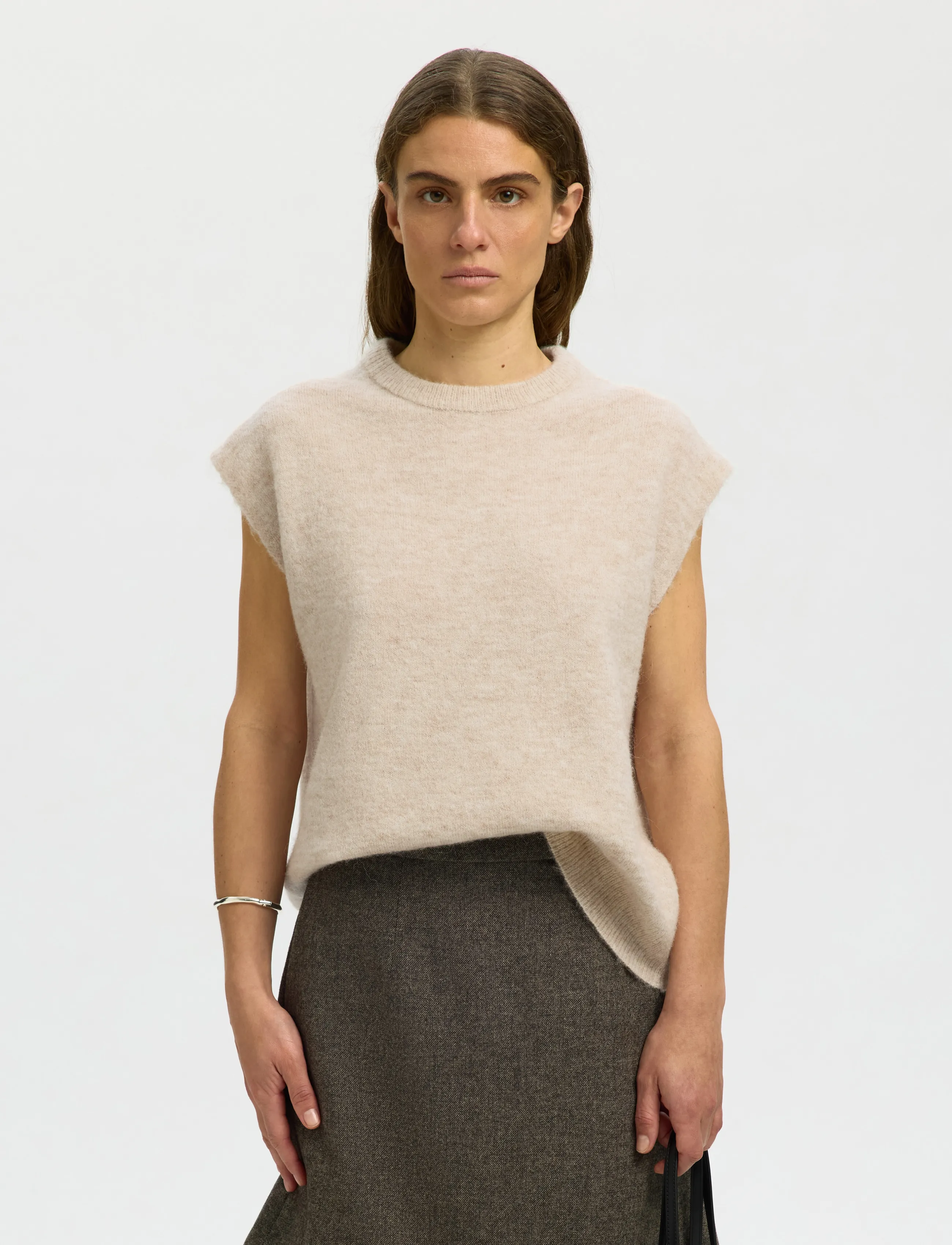 Selected Slwlulu Sl Knit Vest Noos, XS, Westen, Creme - Knitted Frauen