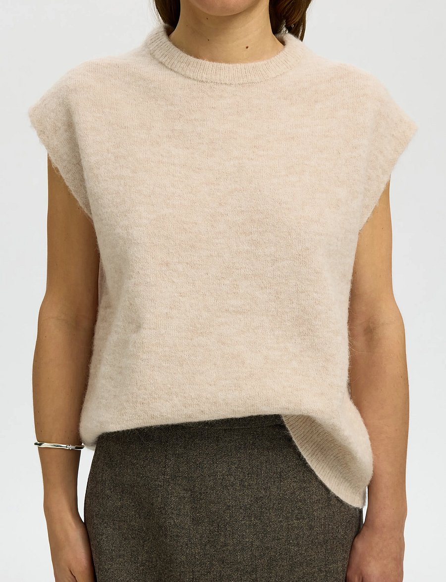 Selected - SLWLULU SL KNIT VEST NOOS - strickwesten - birch - 4
