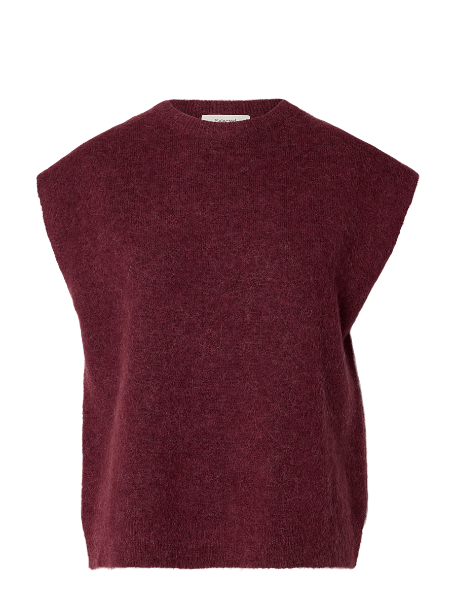 Selected - SLWLULU SL KNIT VEST NOOS - strickwesten - tawny port - 1
