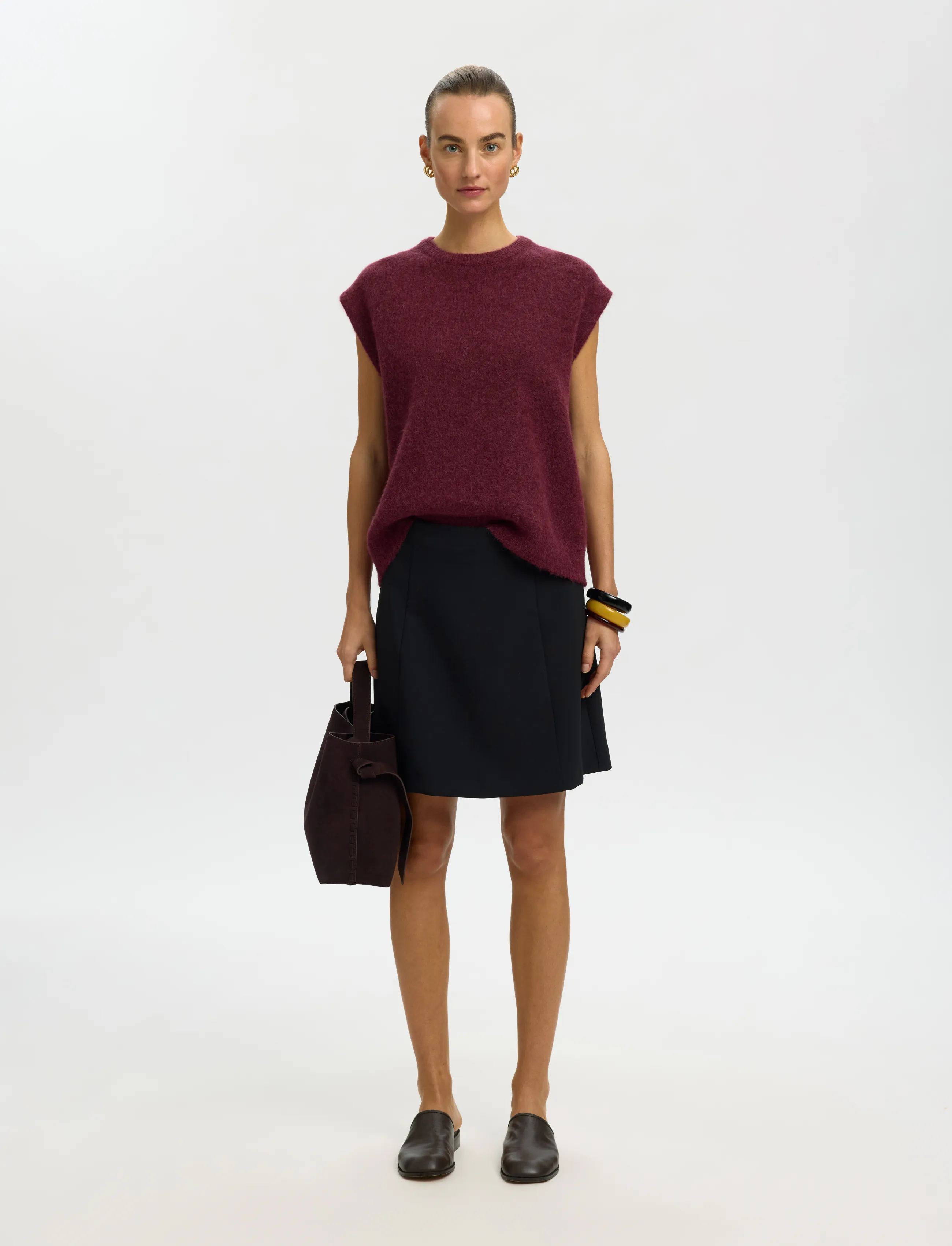 Selected - SLWLULU SL KNIT VEST NOOS - strickwesten - tawny port - 5