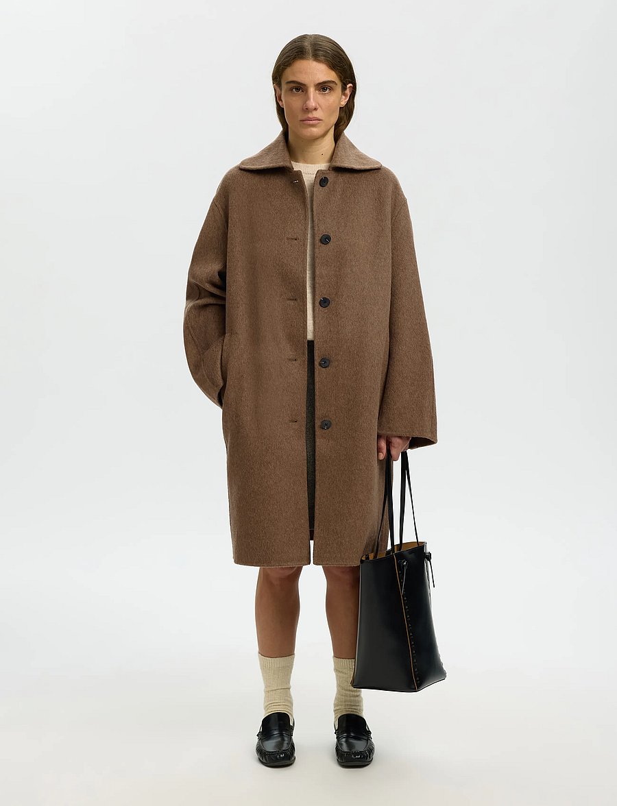 Selected - SLWGERI HANDMADE COAT #S - chocolate chip - 0