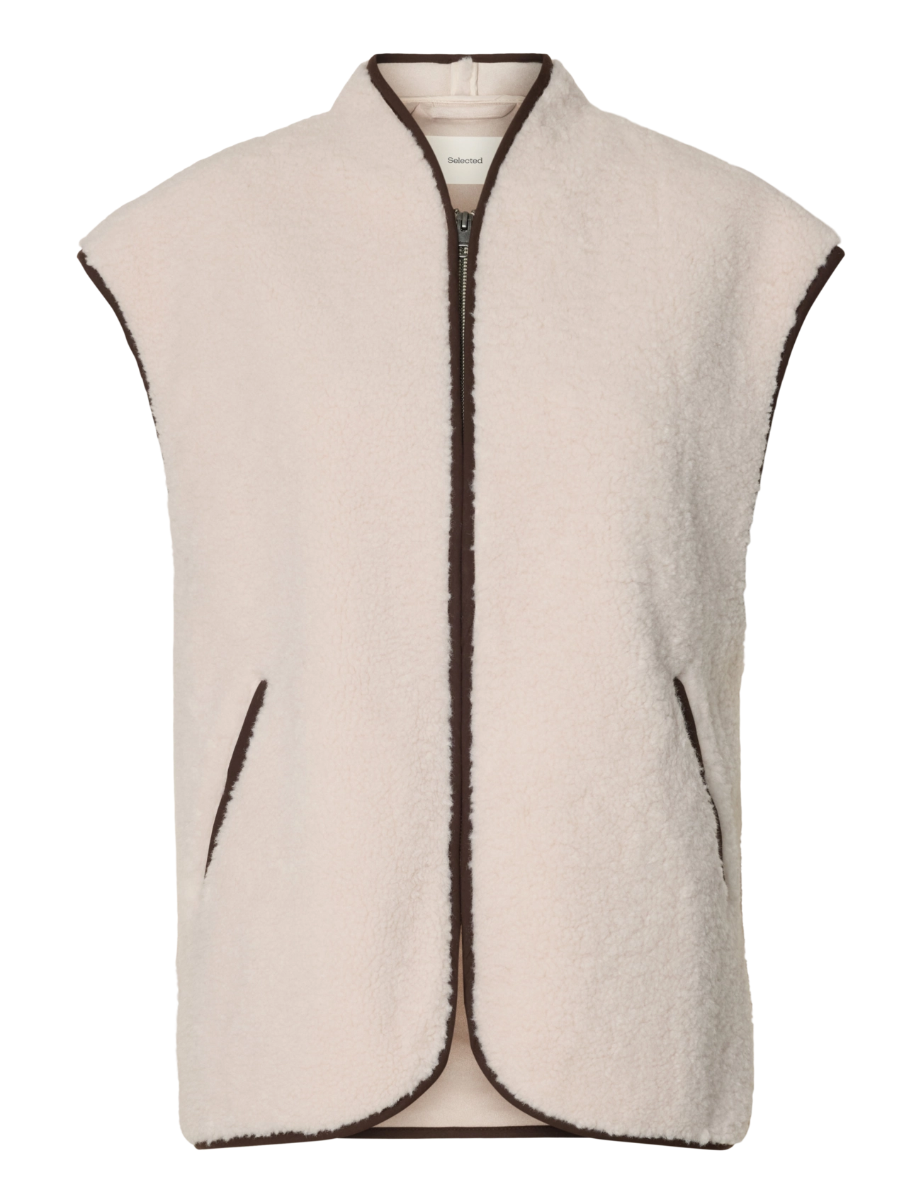 Selected SLWISABEL TEDDY VEST#S - Selected - SILVER BIRCH / cream
