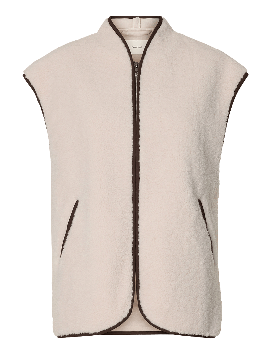 Selected - SLWISABEL TEDDY VEST#S - fleece- og teddyveste - silver birch - 0
