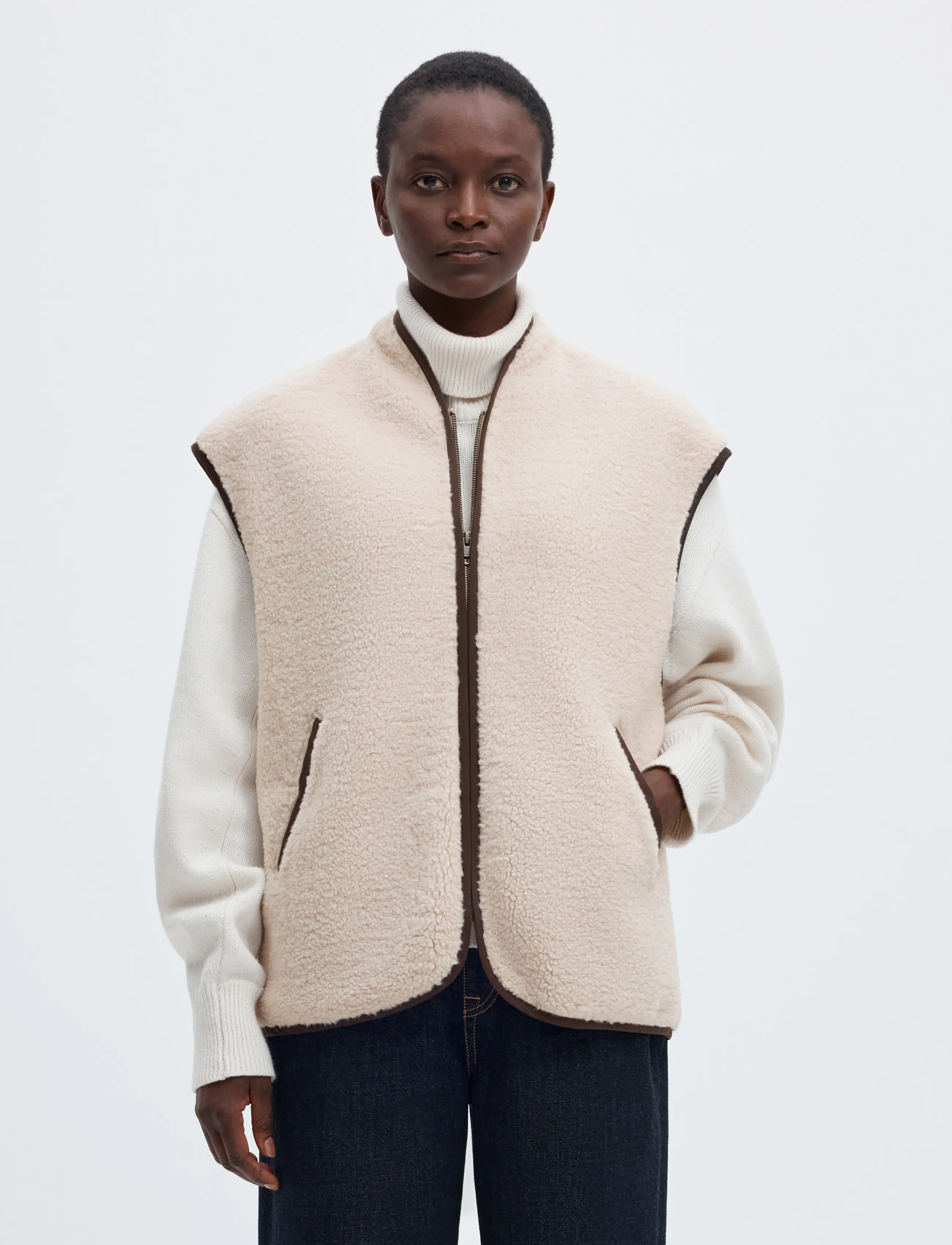 Selected Slwisabel Teddy Vest#S, 42, Cream, Veste > Fleece & Teddy Veste, Dame
