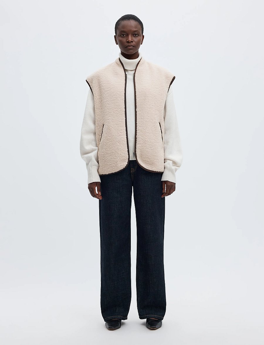 Selected - SLWISABEL TEDDY VEST#S - fleece & teddy vests - silver birch - 3
