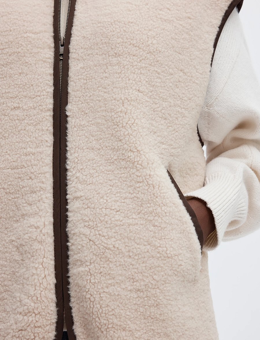 Selected - SLWISABEL TEDDY VEST#S - fleece & teddy vests - silver birch - 4