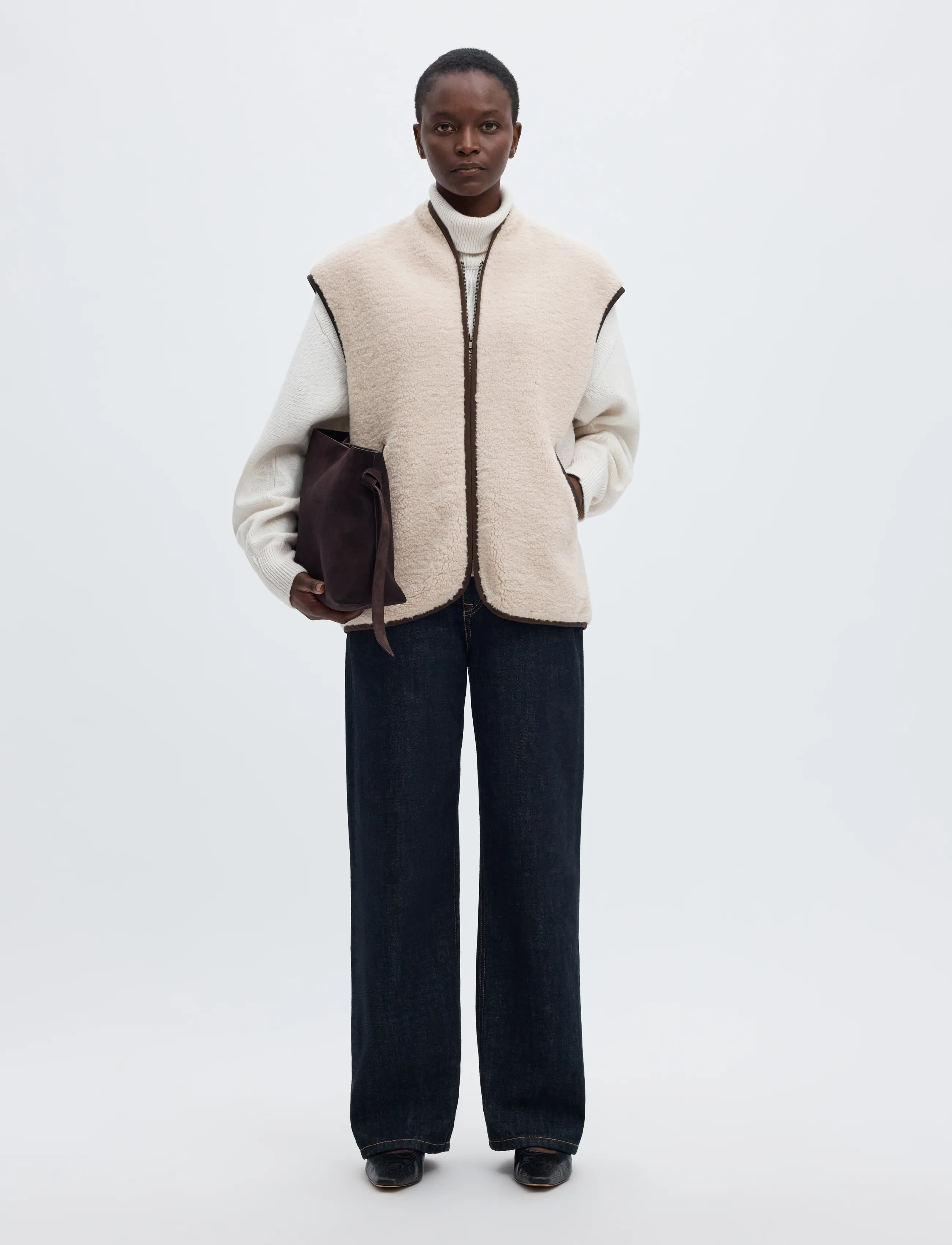 Selected - SLWISABEL TEDDY VEST#S - fleece & teddy vests - silver birch - 5