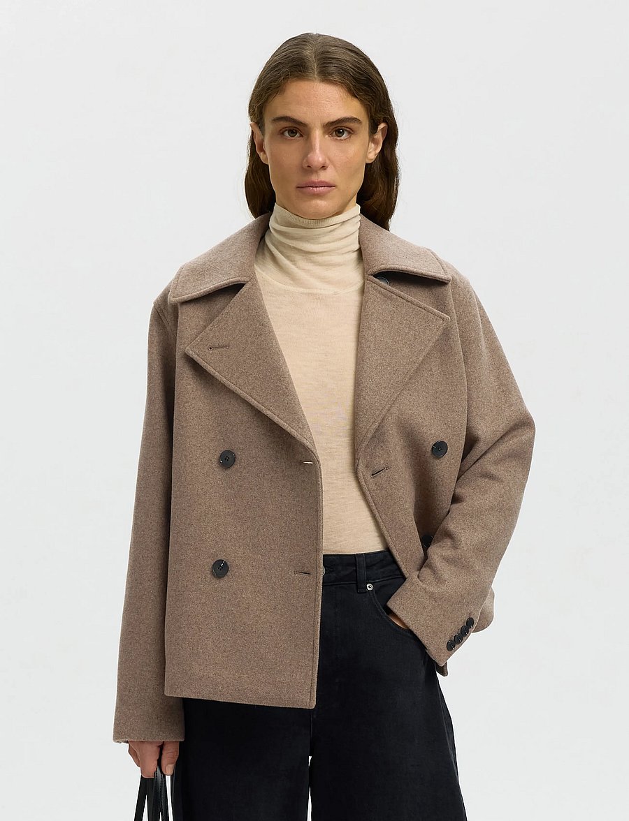 Selected - SLWZIA-ALMA WOOL BLEND JACKET NOOS - uldjakker - fallen rock - 0